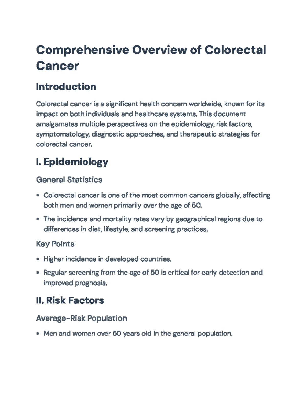 Comprehensive Overview of Colorectal Cancer (MED101 Final Exam Guide ...