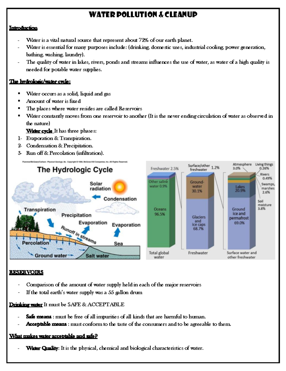 12-water pollution - Water pollution & cleanup Introduction Water is a ...