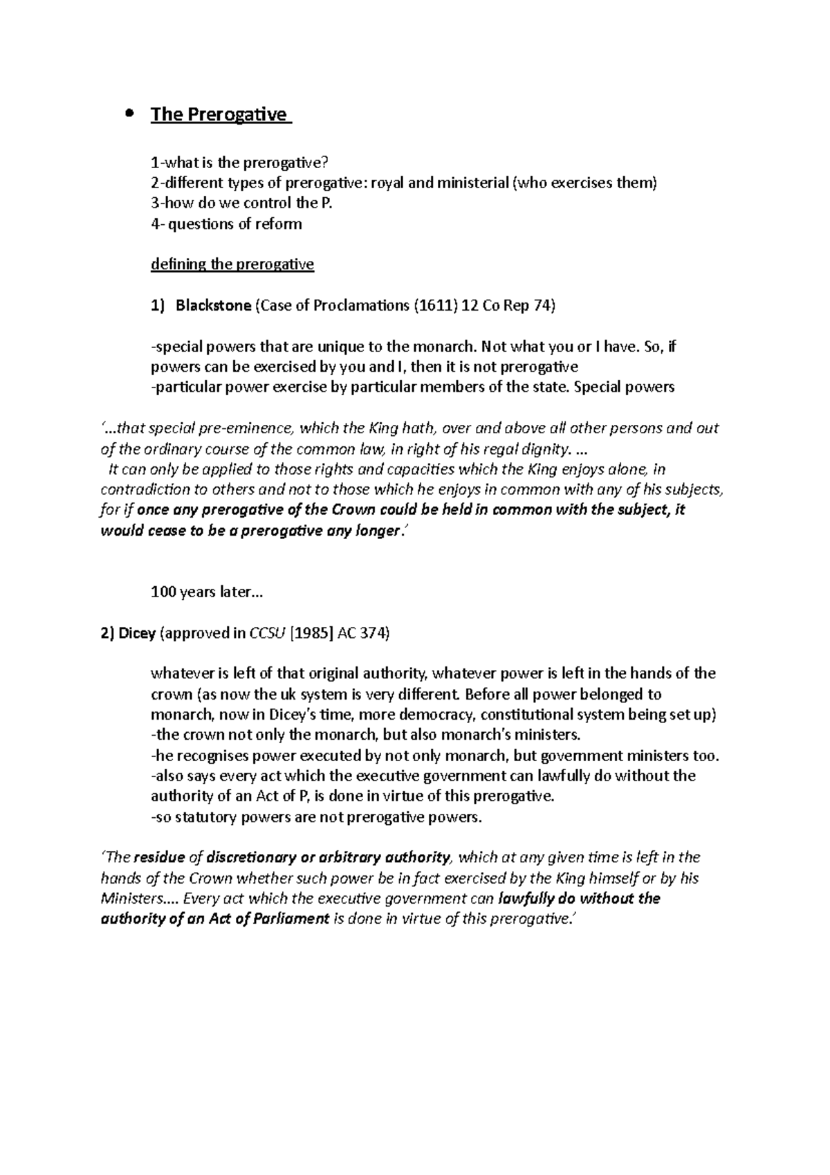 The Prerogative - lecture notes - The Prerogative 1-what is the ...