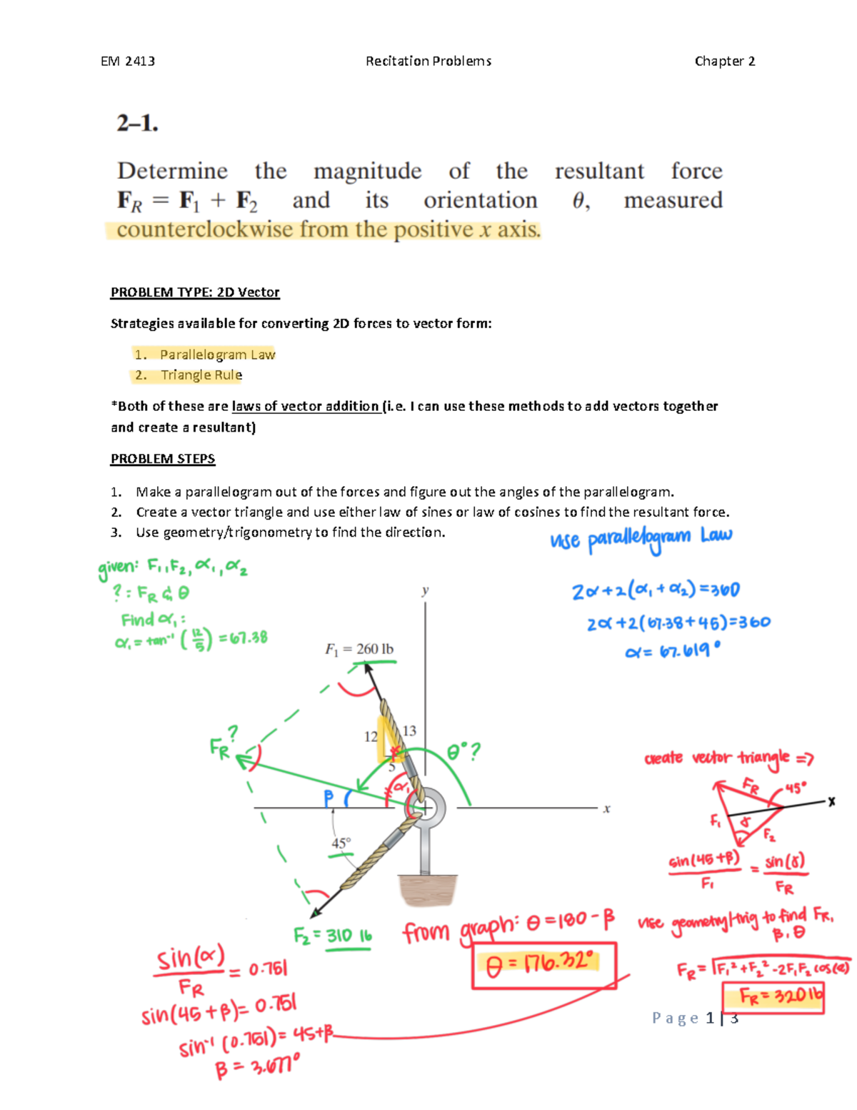 Chapter+2+-+Week+1 - Cable - EM 2413 Recitation Problems Chapter 2 P a ...