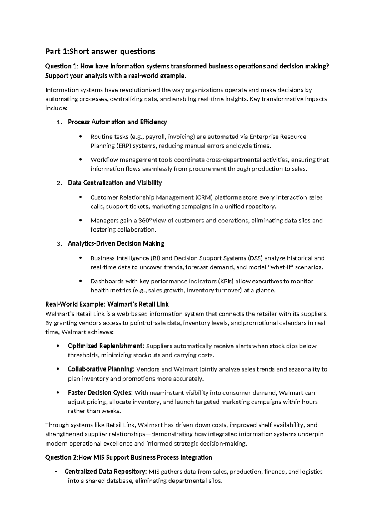 MIS 101: Midterm Exam Study Guide on Information Systems and ...