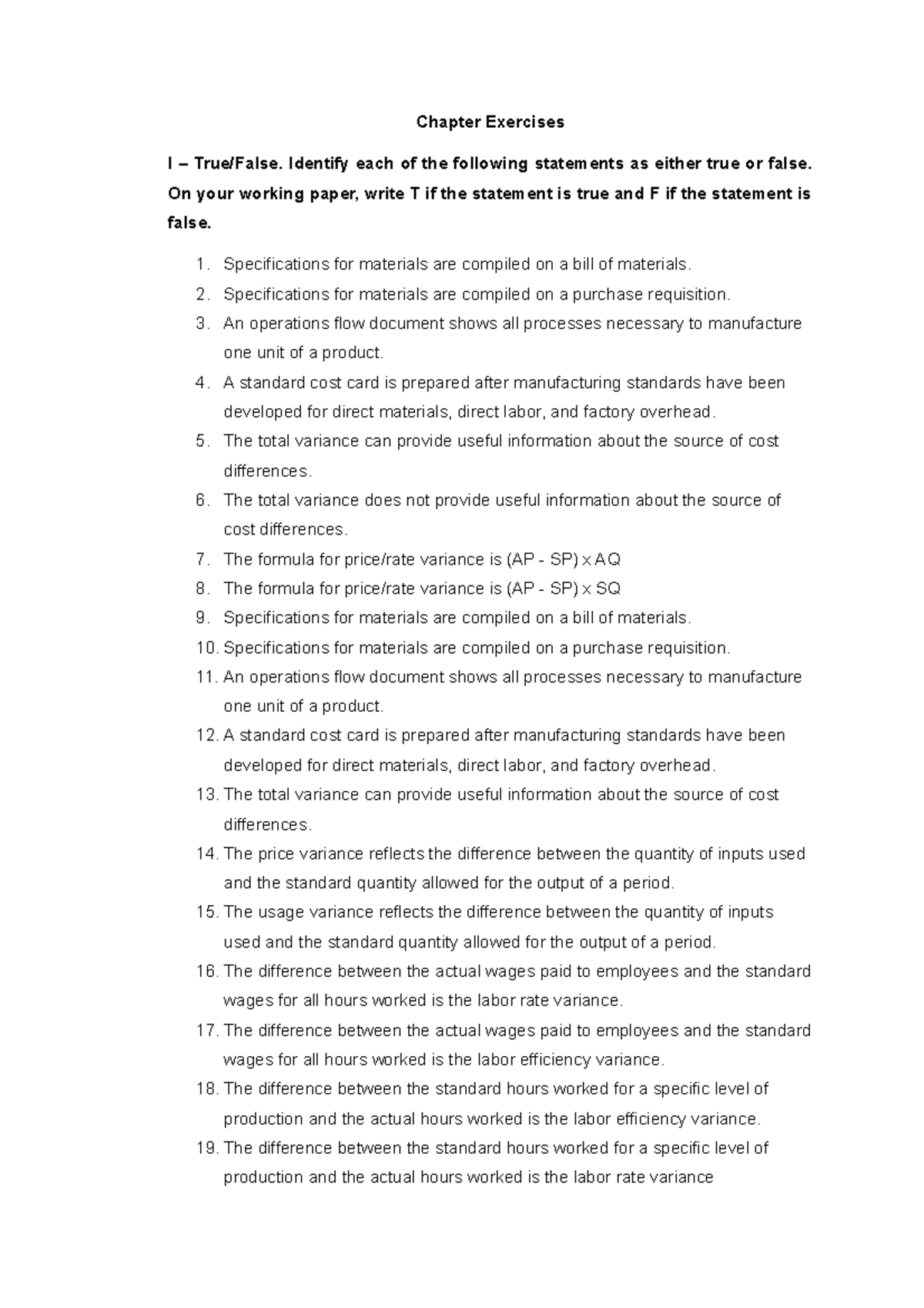 Cost 4 - Practice problems for cost accounting and control - Chapter ...
