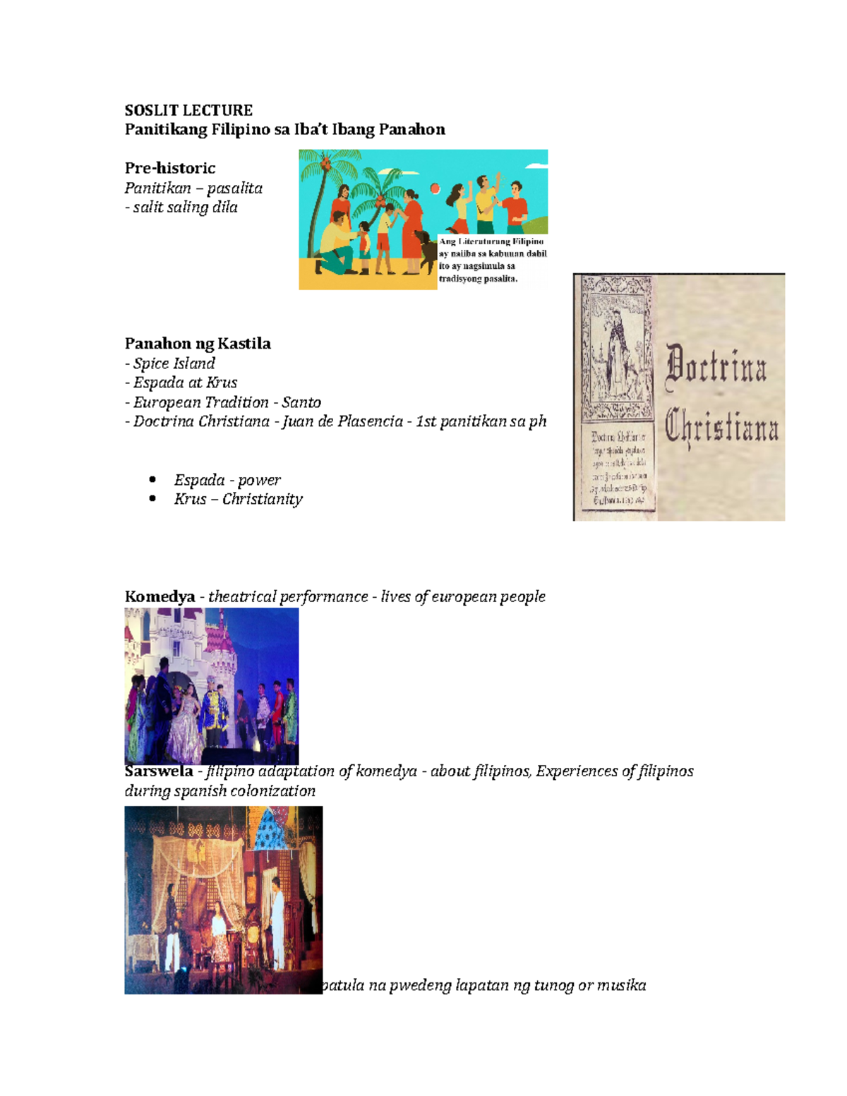Soslitt 101: Panitikang Filipino sa Iba’t Ibang Panahon Lecture Notes ...