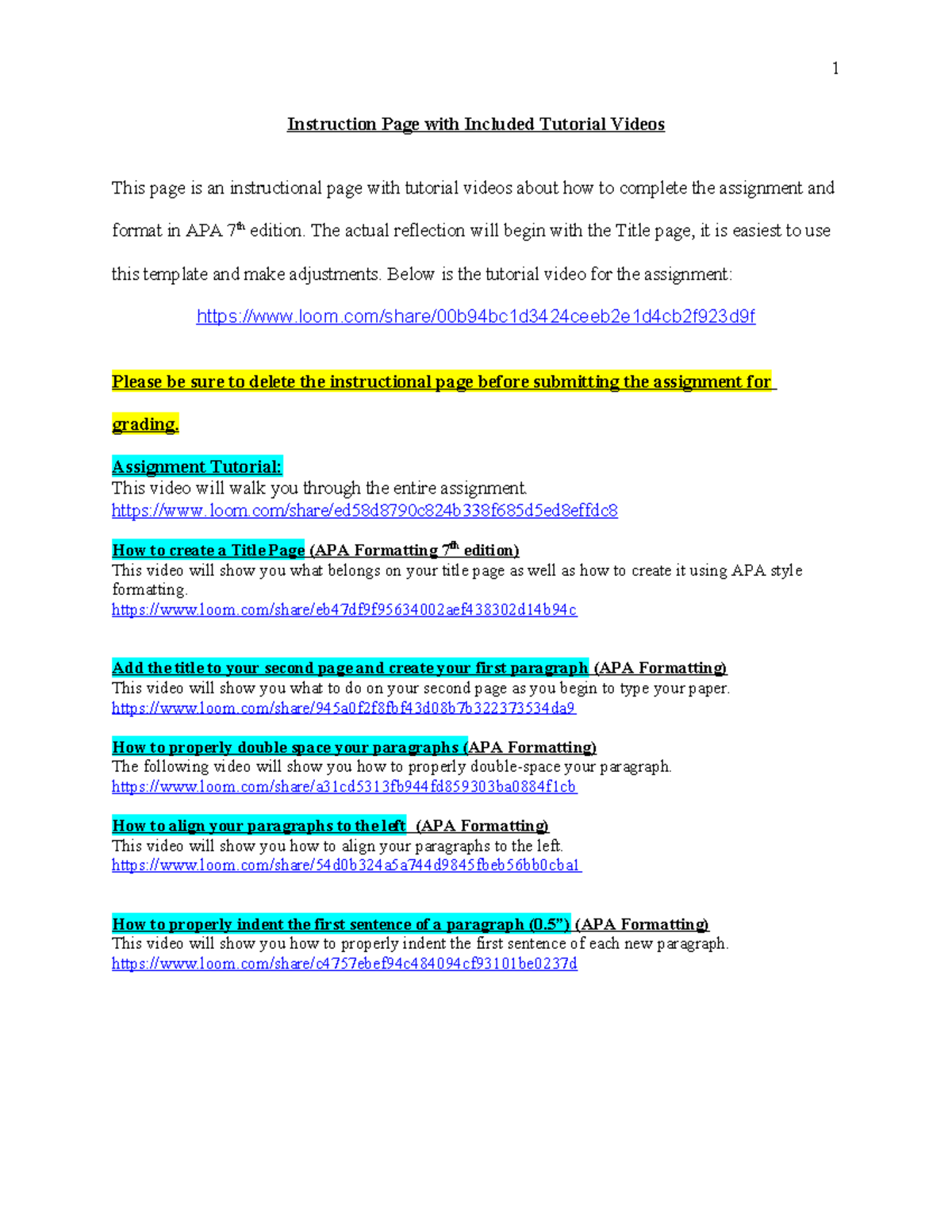 UNV 103: APA 7th Academic Path Reflection with Video Tutorials - Studocu