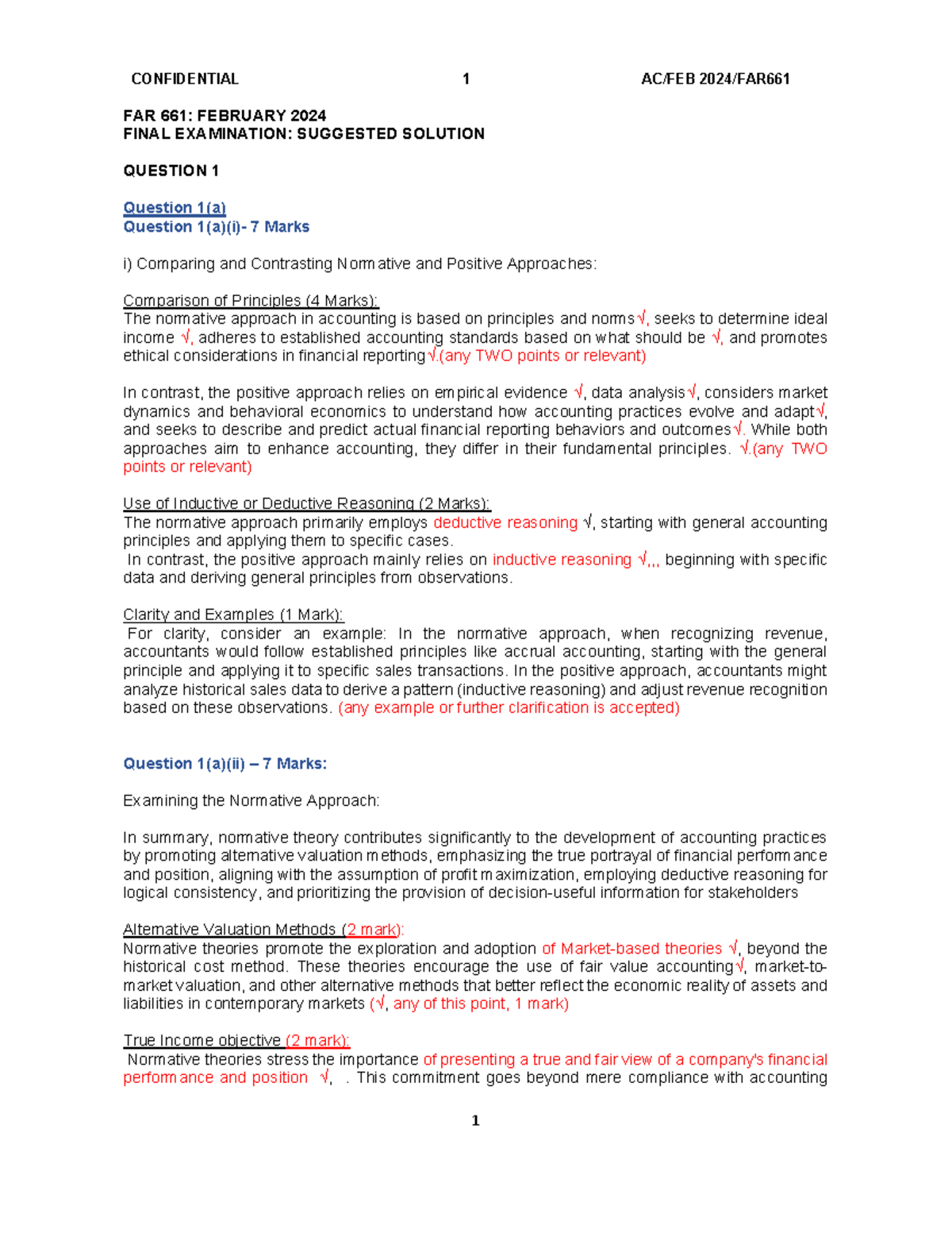 FAR 661: February 2024 Final Exam Suggested Solutions and Analysis ...