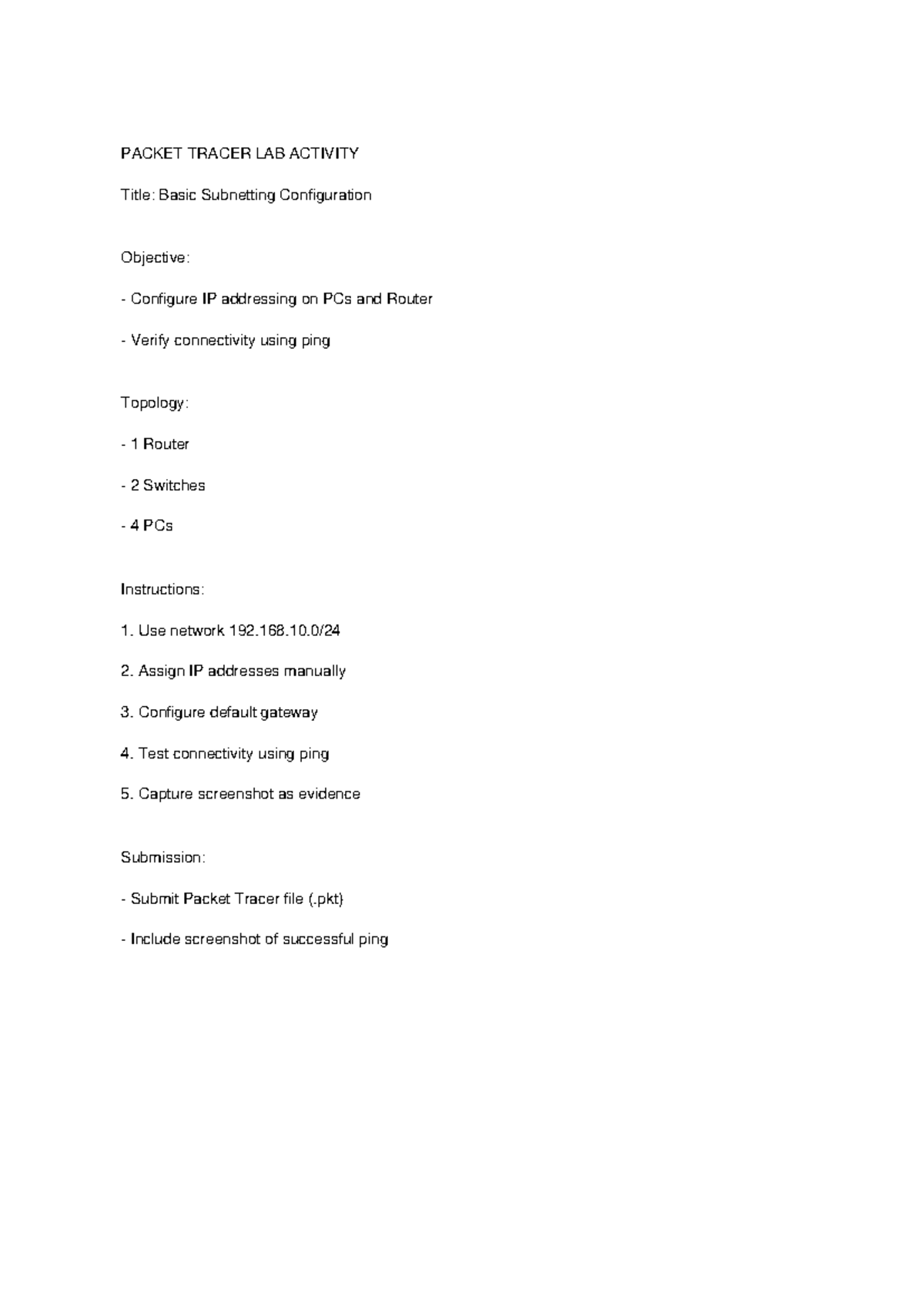 Packet Tracer Lab Activity - Telecommunication Network - PACKET TRACER ...