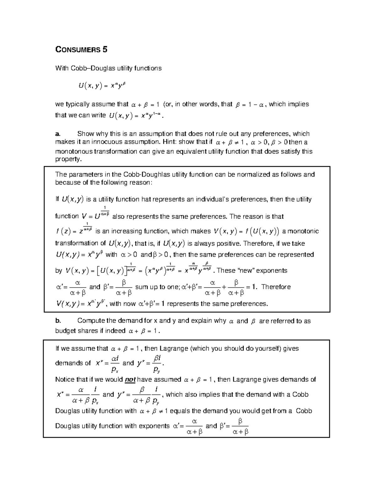 Practicum 5: Understanding Utility Functions and Demand Analysis ...