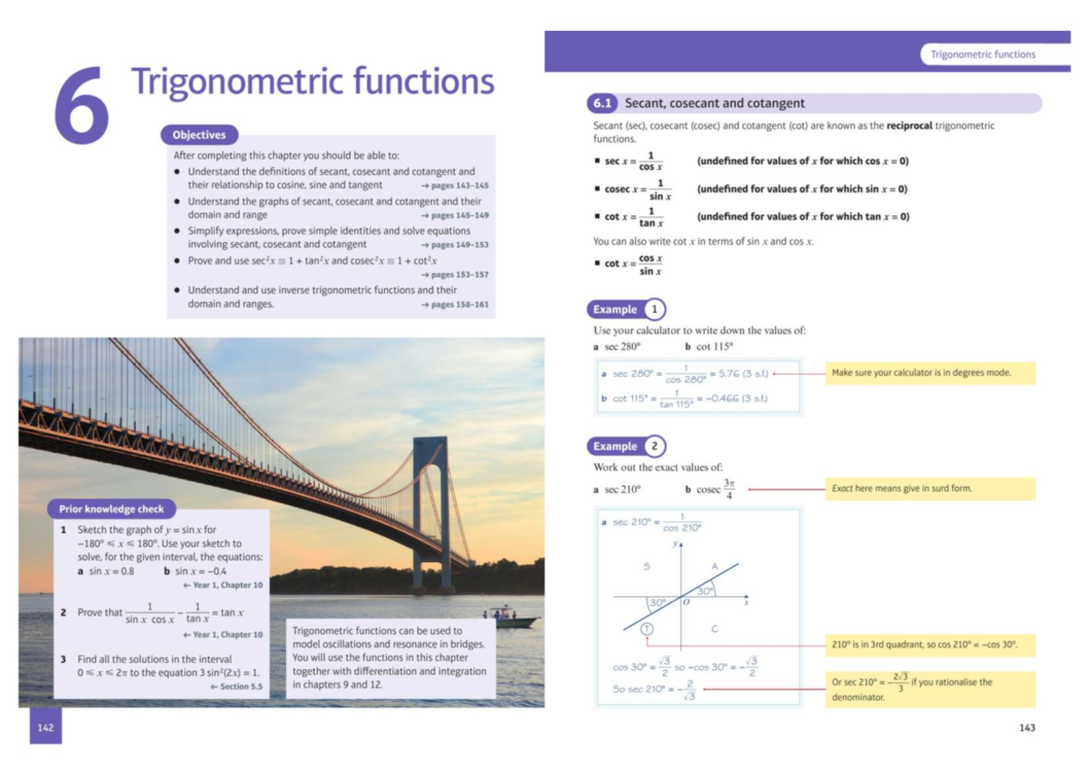 Pure Year 2 Chapter 6 - Trigonometric Functions Overview and Key ...