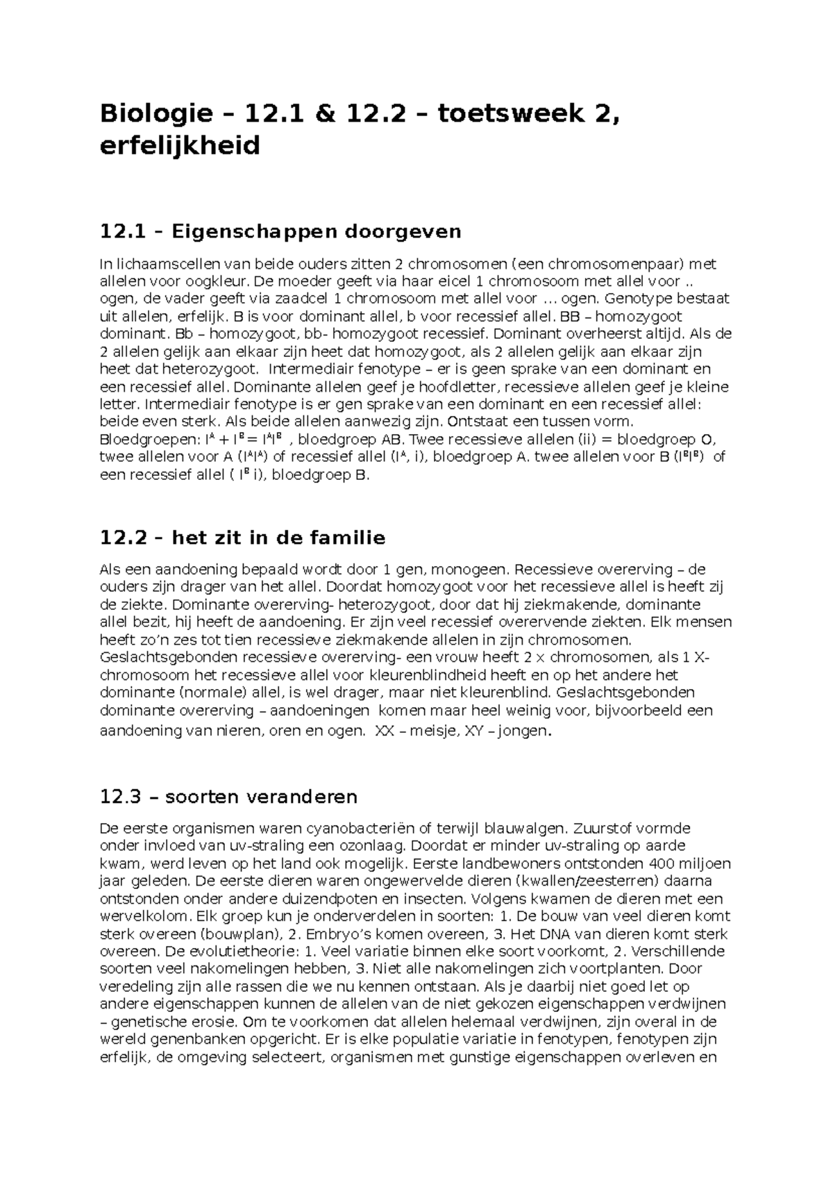 biologie-klas-3-toetsweek-2-erfelijkheid-en-evolutie-studeersnel