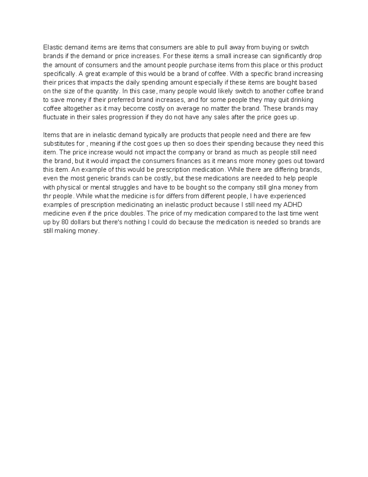 Assignment 7 - Elastic vs Inelastic Demand Analysis - Studocu