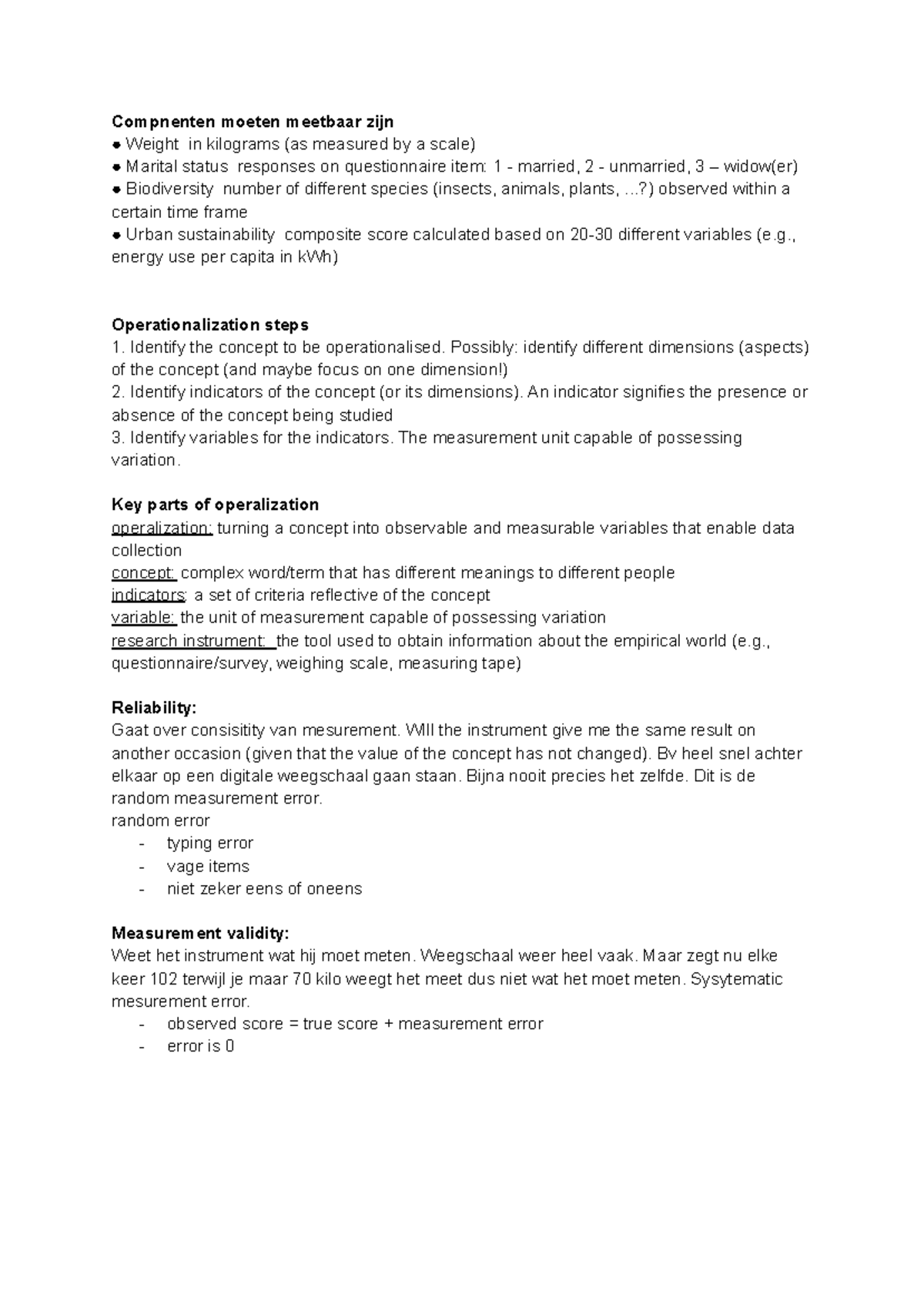 Operationalization Concepts and Measurement in Lecture 3 - Studeersnel