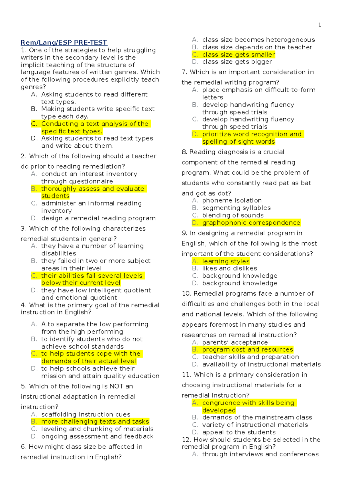 Rem/Lang/ESP Remedial Instruction Curriculum for Secondary Schools ...