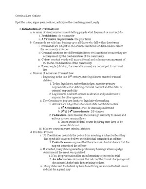 Criminal Law (CL 101) Final Exam Study Guide Outline - Studocu