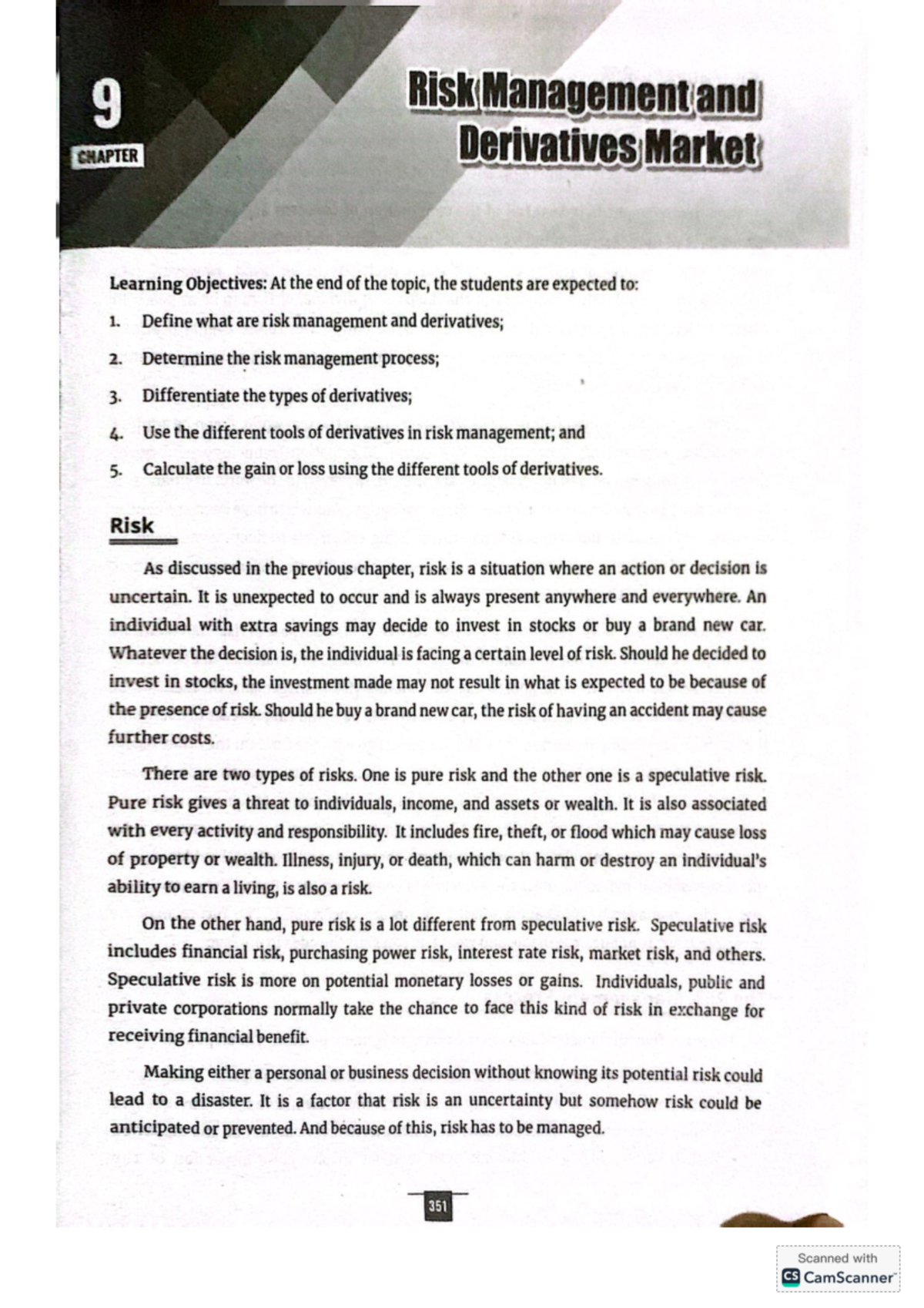 Chapter 9: Risk Management & Derivatives Overview (Course Code RMD101 ...