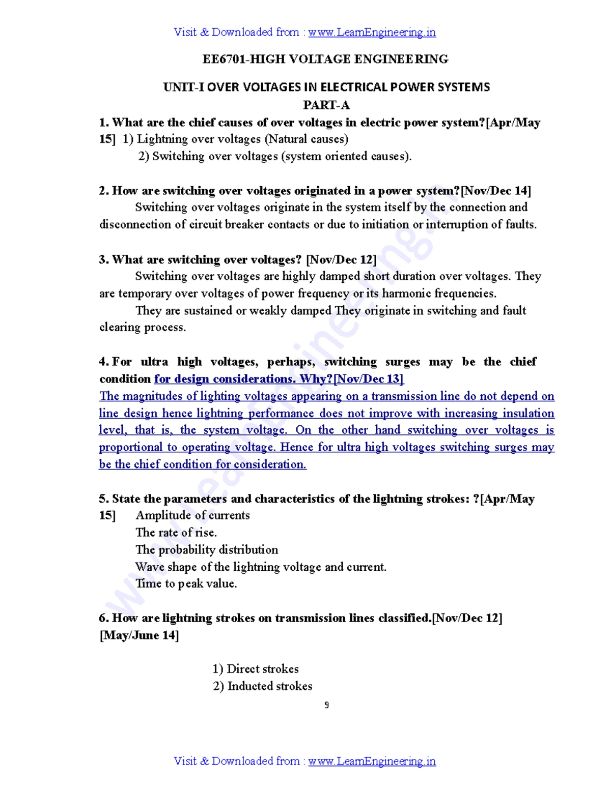 EE3701 High Voltage Engineering - 2021 Comprehensive Notes - Studocu