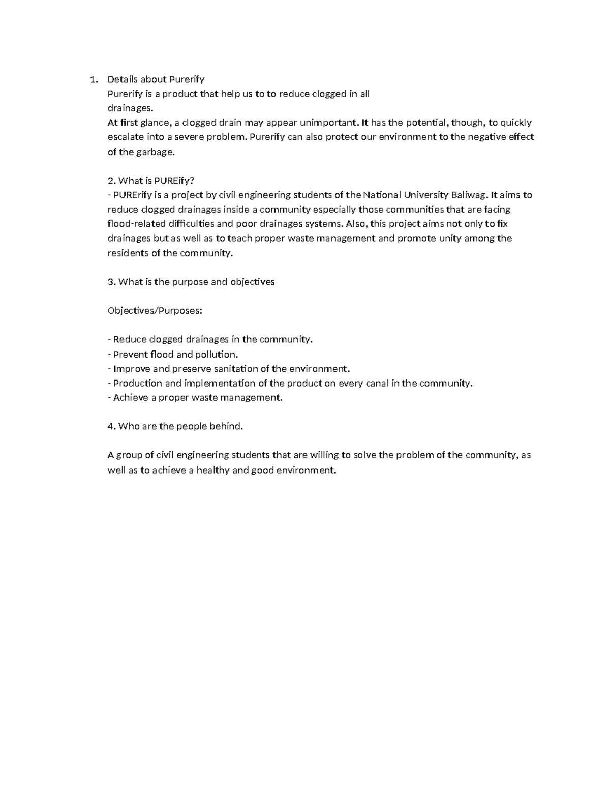 CE 101: Purerify Project Overview and Objectives for Drainage Solutions ...