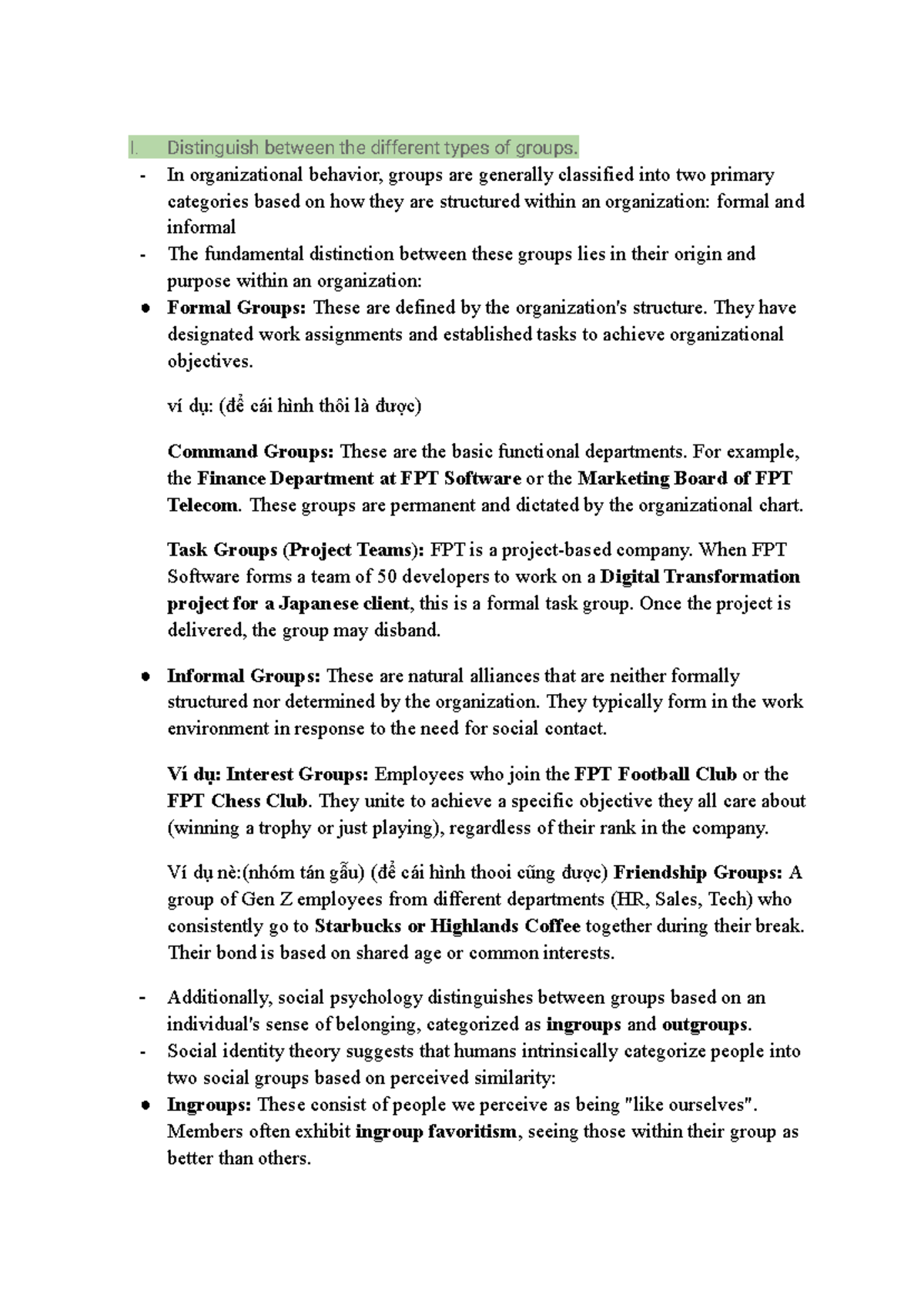 Team Destiny - Mini Task: Understanding Group Types and Dynamics - Studocu