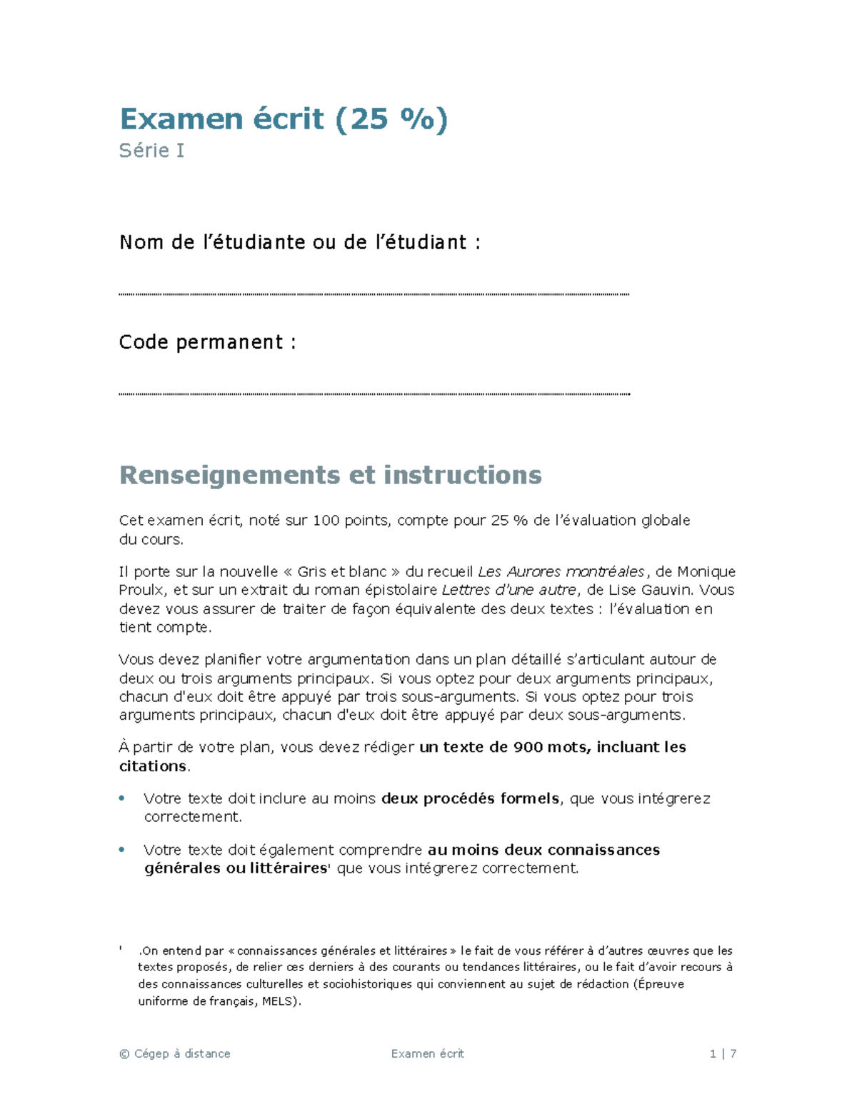 601-103-MQ ex ecrit I - Note de l'examen final sur 