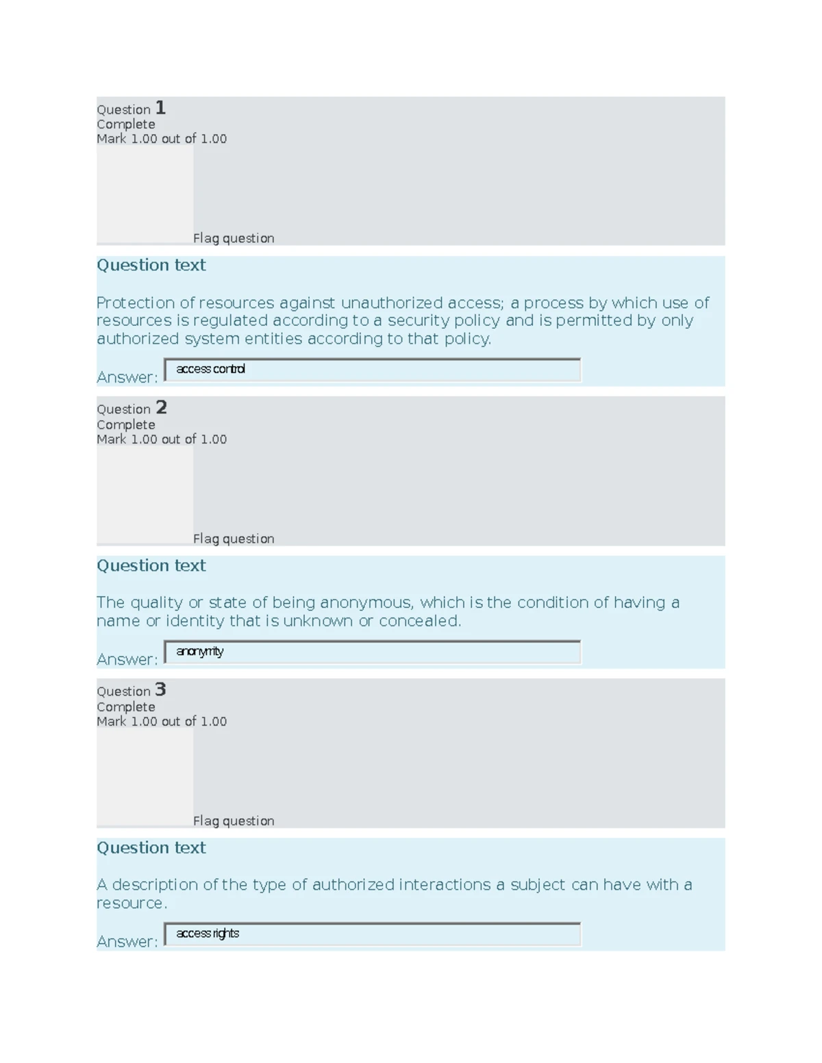Exam 2020, questions and answers - Question 1 Complete Mark 1 out of 1 ...