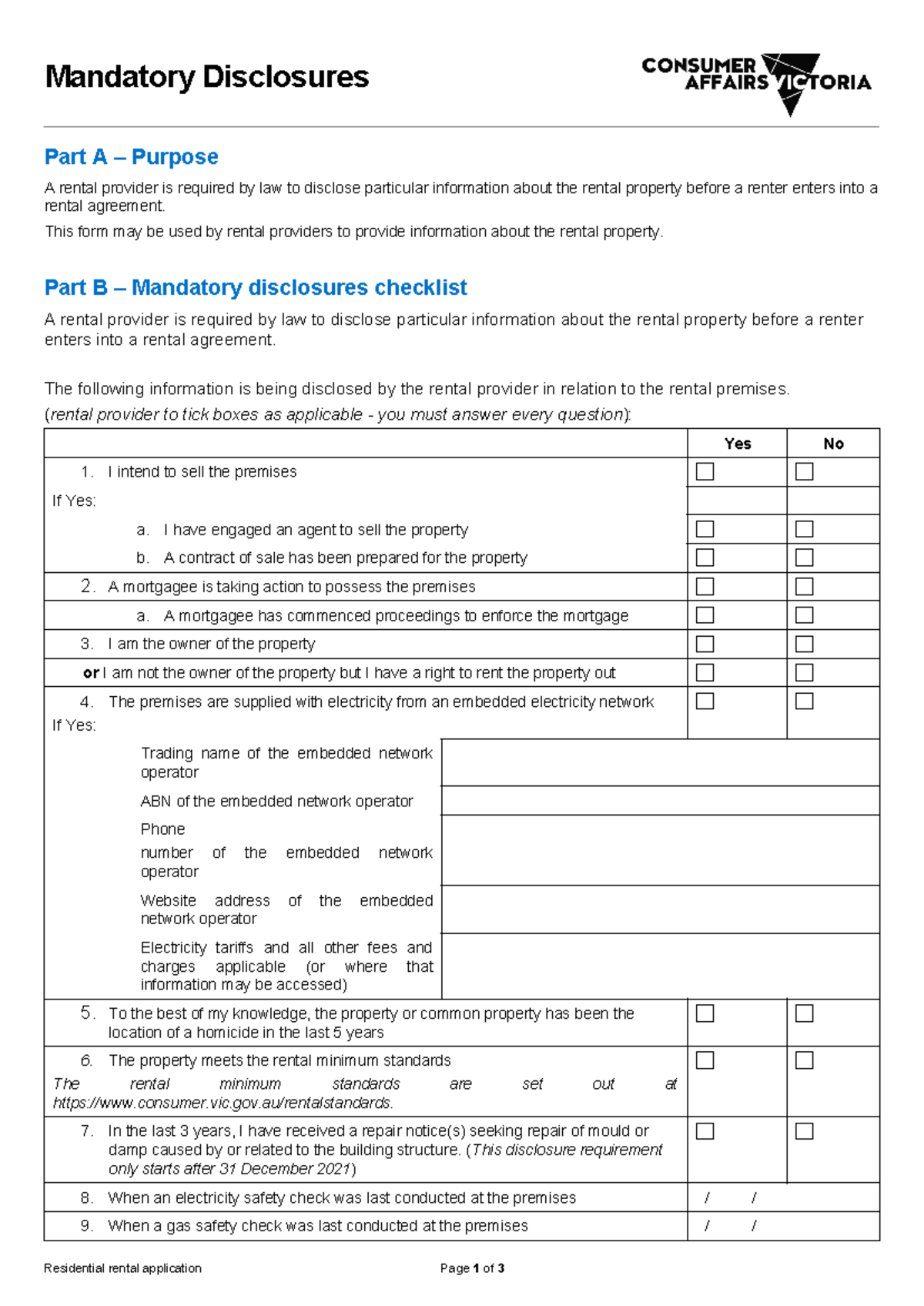 Mandatory Disclosure Checklist for Rental Agreements - Studocu