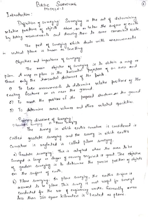 BASIC SURVEYING 15CV34 MODULE 4 LEVELLING NOTES - Studocu