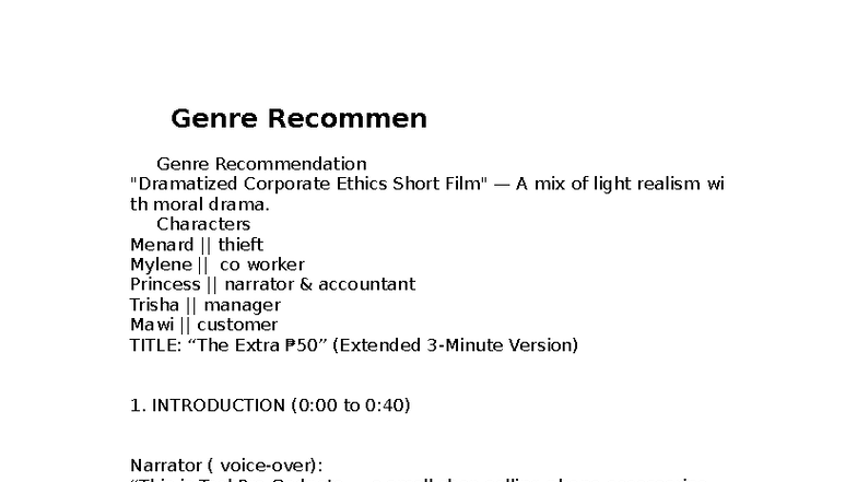 Corporate Ethics Case Study: Genre Recommendation Script - Studocu