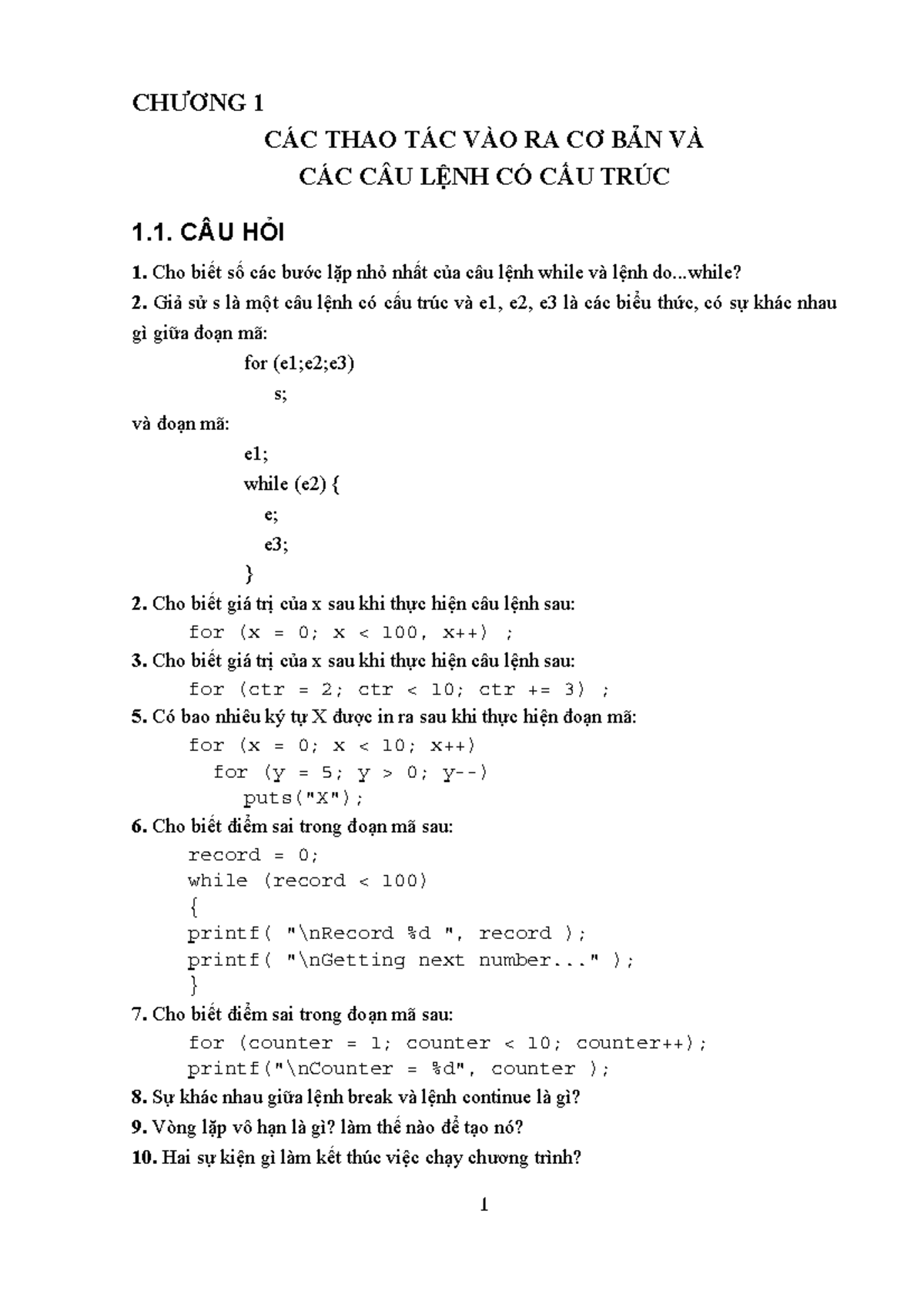 Bai tap c va c co loi giai - C va C++ - CHƯƠNG 1 CÁC THAO TÁC VÀO RA CƠ ...