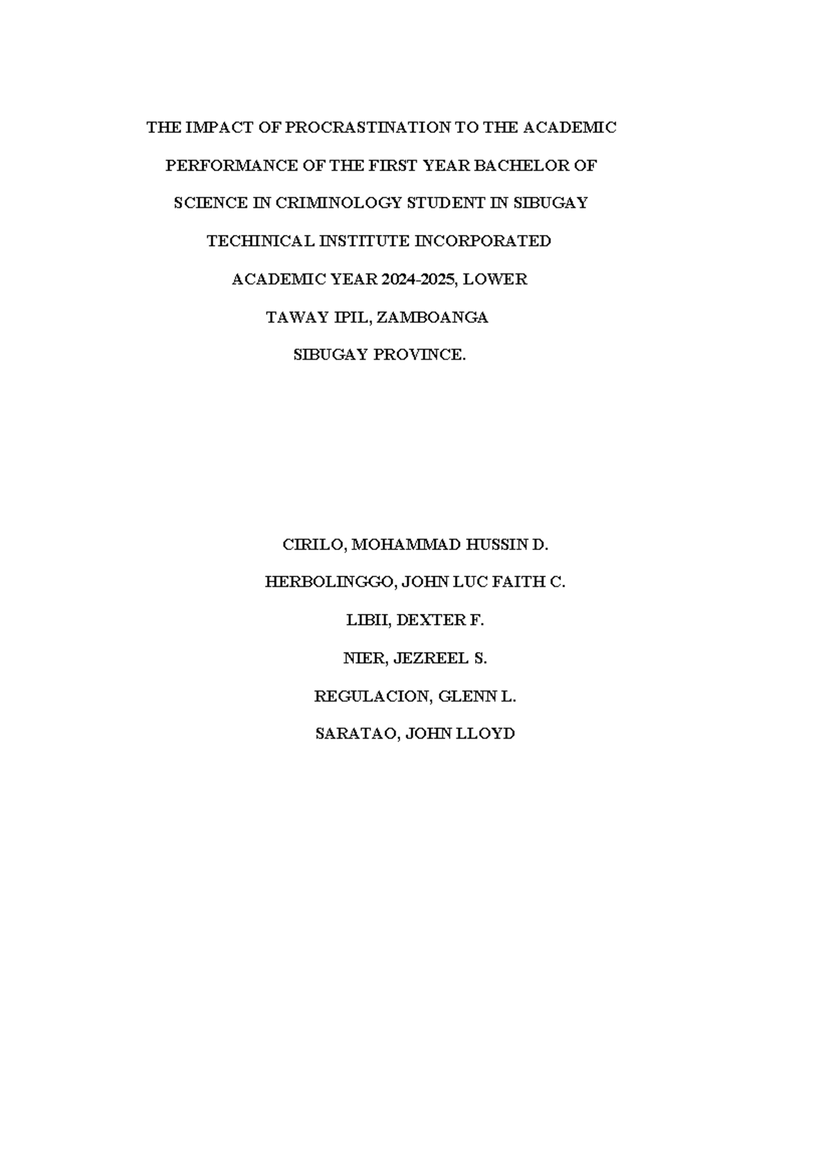 Impact of Procrastination on Academic Performance of First-Year BS ...