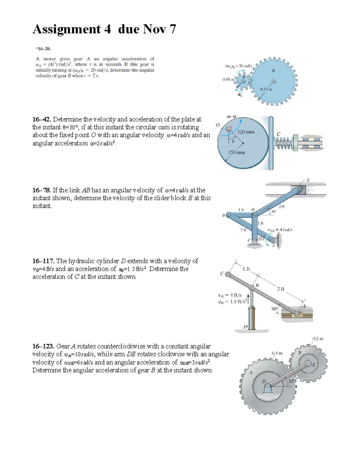 Assignment 4: Velocity & Acceleration Analysis of Mechanical Systems ...