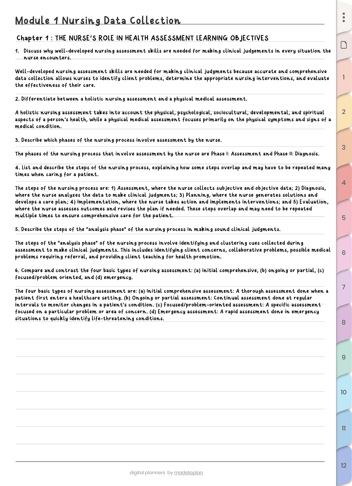 Module 1 Nursing Data Collection Notes for Nursing School - Studocu