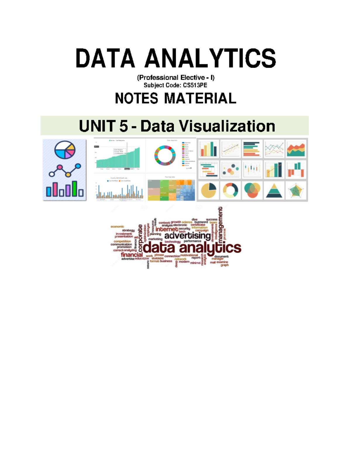 UNIT 5 DATA - HONORS - DATA ANALYTICS (Professional Elective - I ...