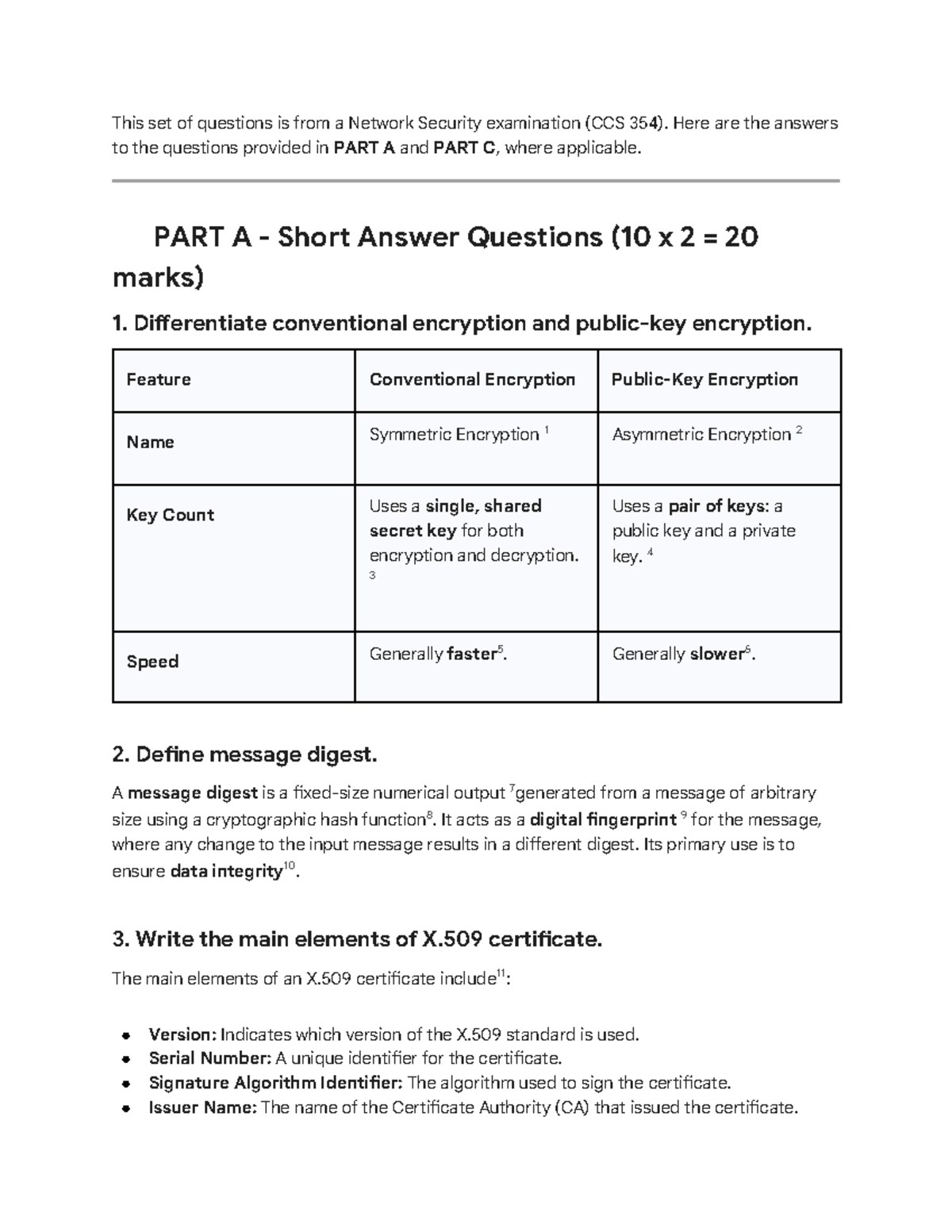 CCS 354 Network Security Exam Answers: Parts A & C - Studocu