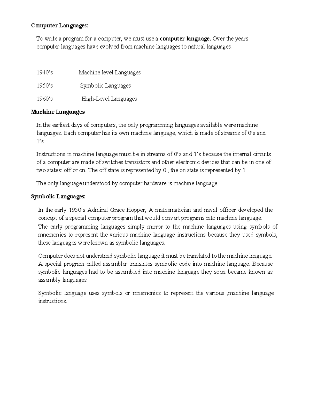 PPS Notes: Computer Languages and Programming Concepts - Studocu