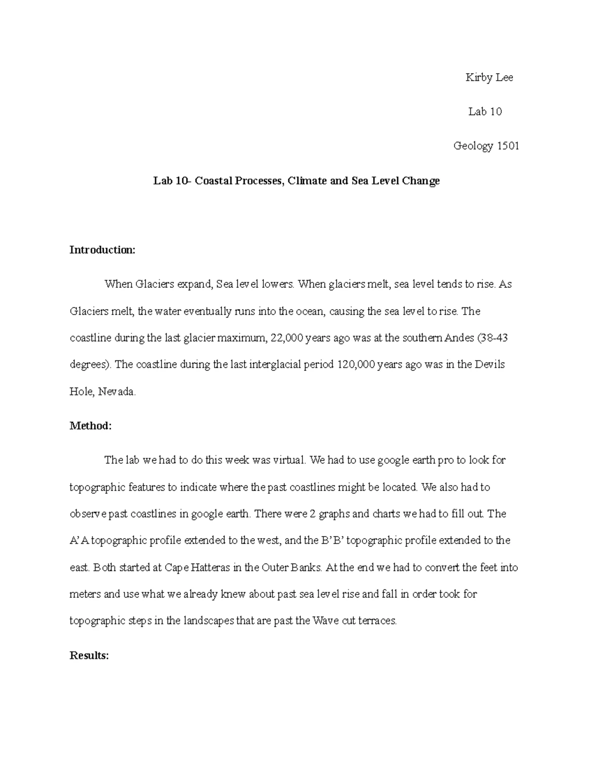 Lap Report 6-7 Geology 1501 - Kirby Lee 10/25/ Geology 1501 Lab 6/7 ...