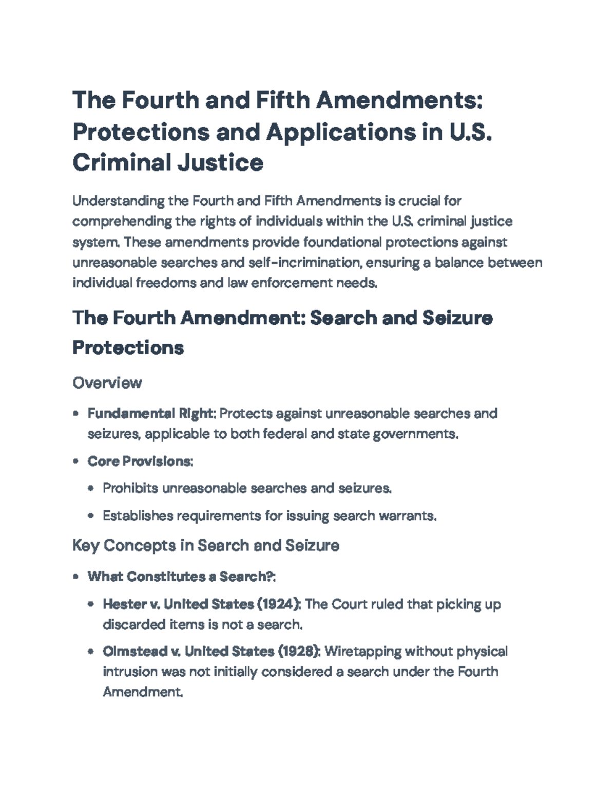 Fourth and Fifth Amendments: Protections in U.S. Criminal Justice - The ...
