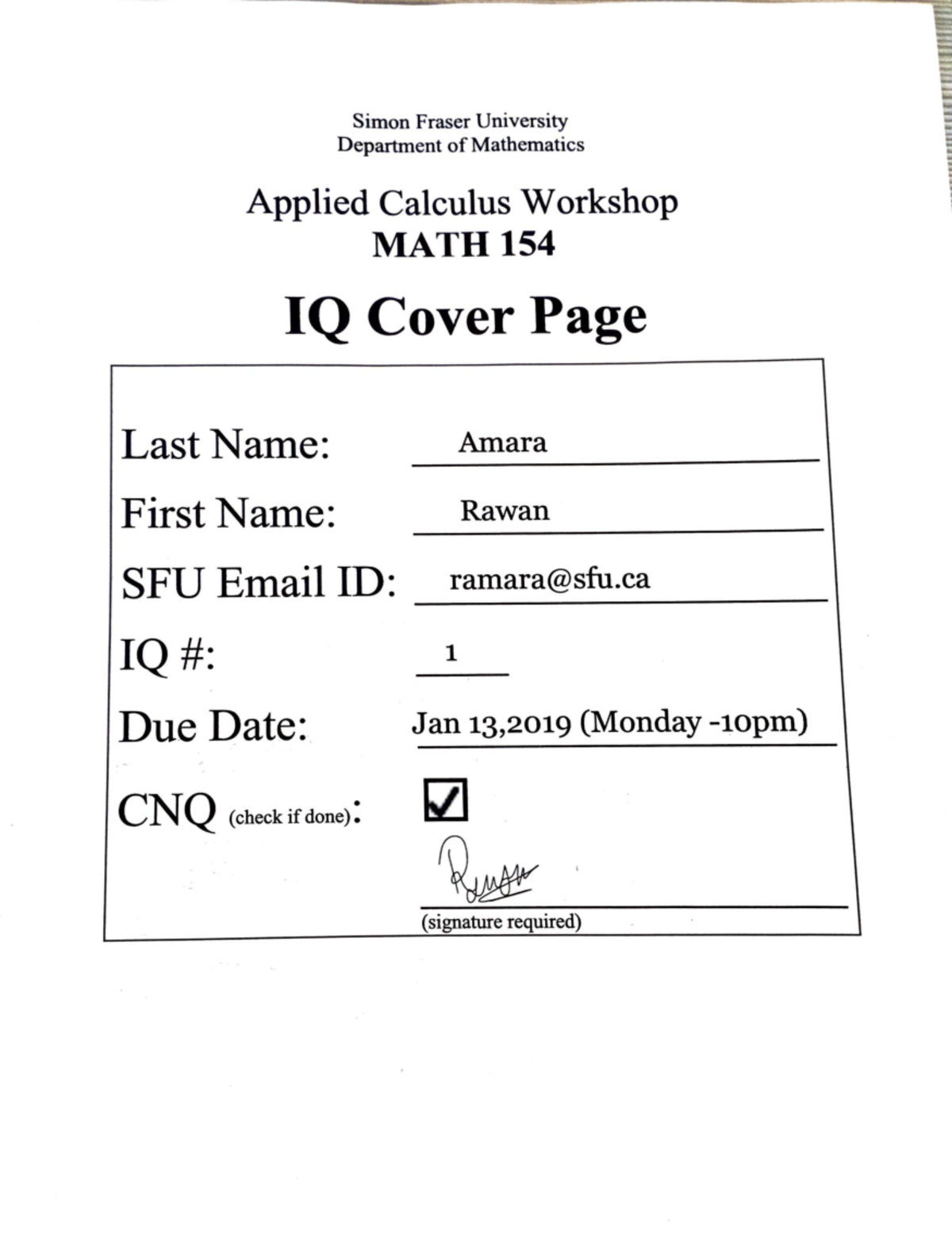 MATH 154 Midterm IQ 1 Solutions - Applied Calculus Workshop - Studocu