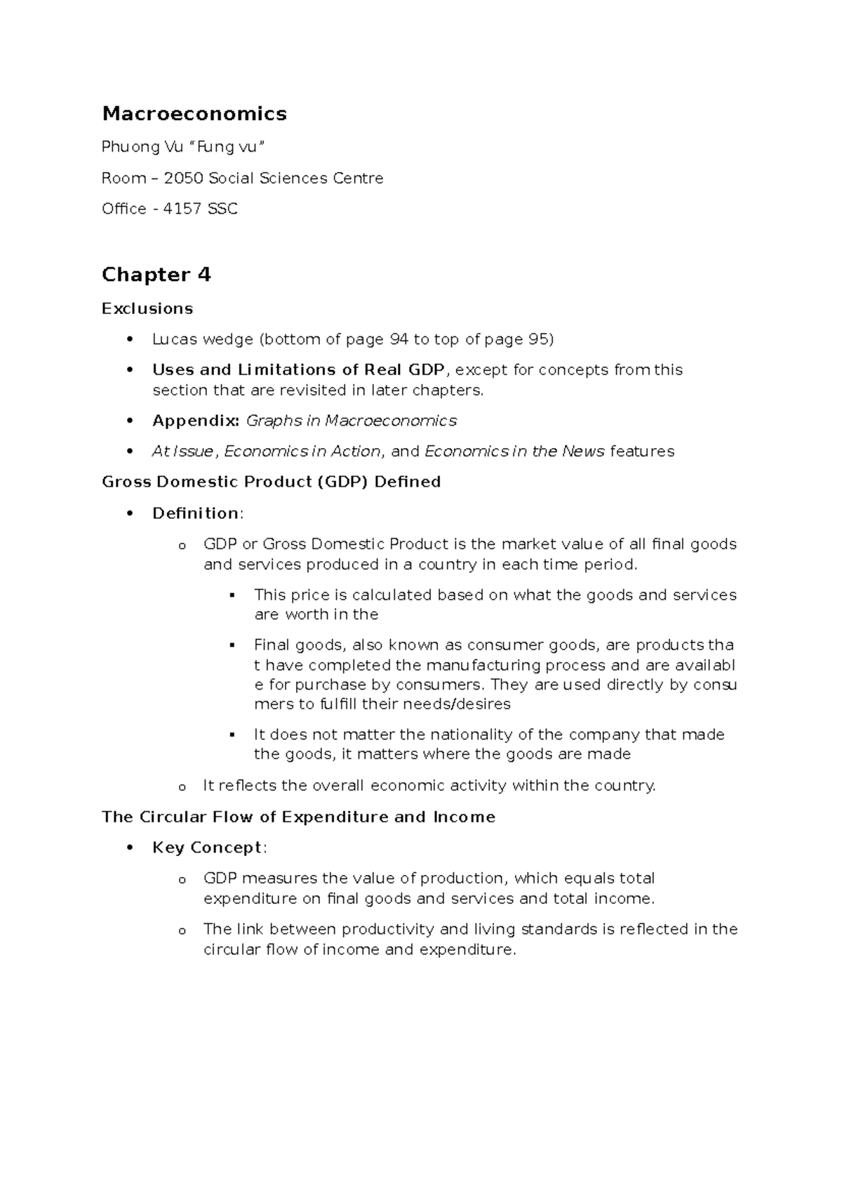 Economic Midterm 1 Notes: Macroeconomics Concepts and GDP Analysis ...