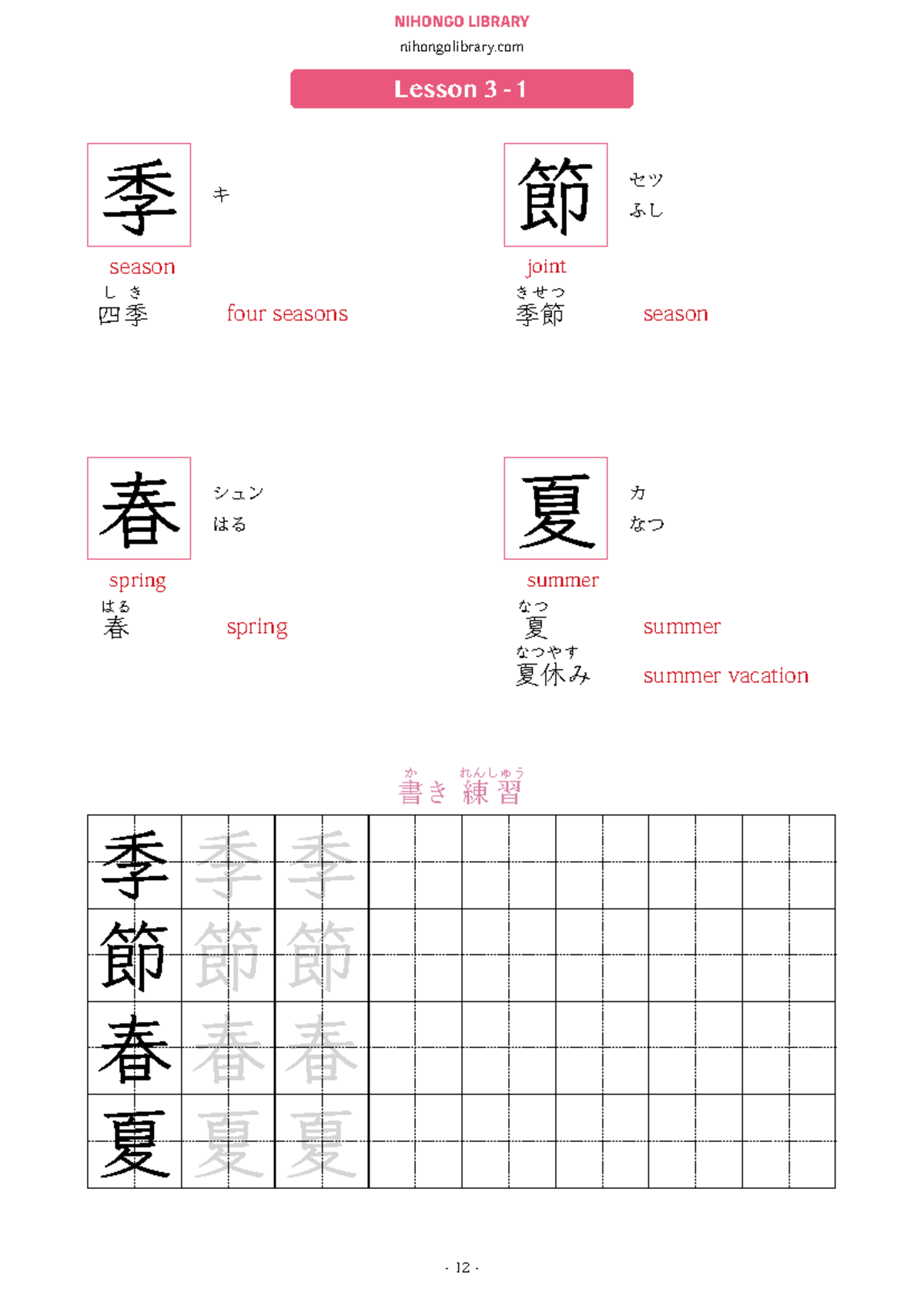 NIHONGO LIBRARY: Lesson 3 & 4 Kanji N4 Study Guide - Studocu