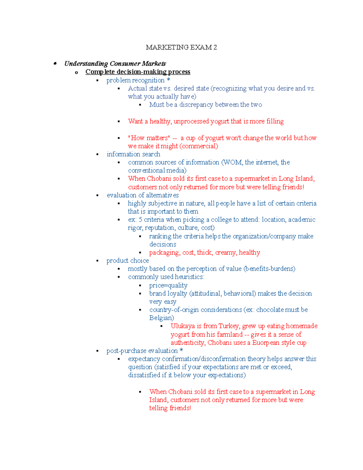 Marketing EXAM 2 Study Guide: Understanding Consumer Markets - Studocu