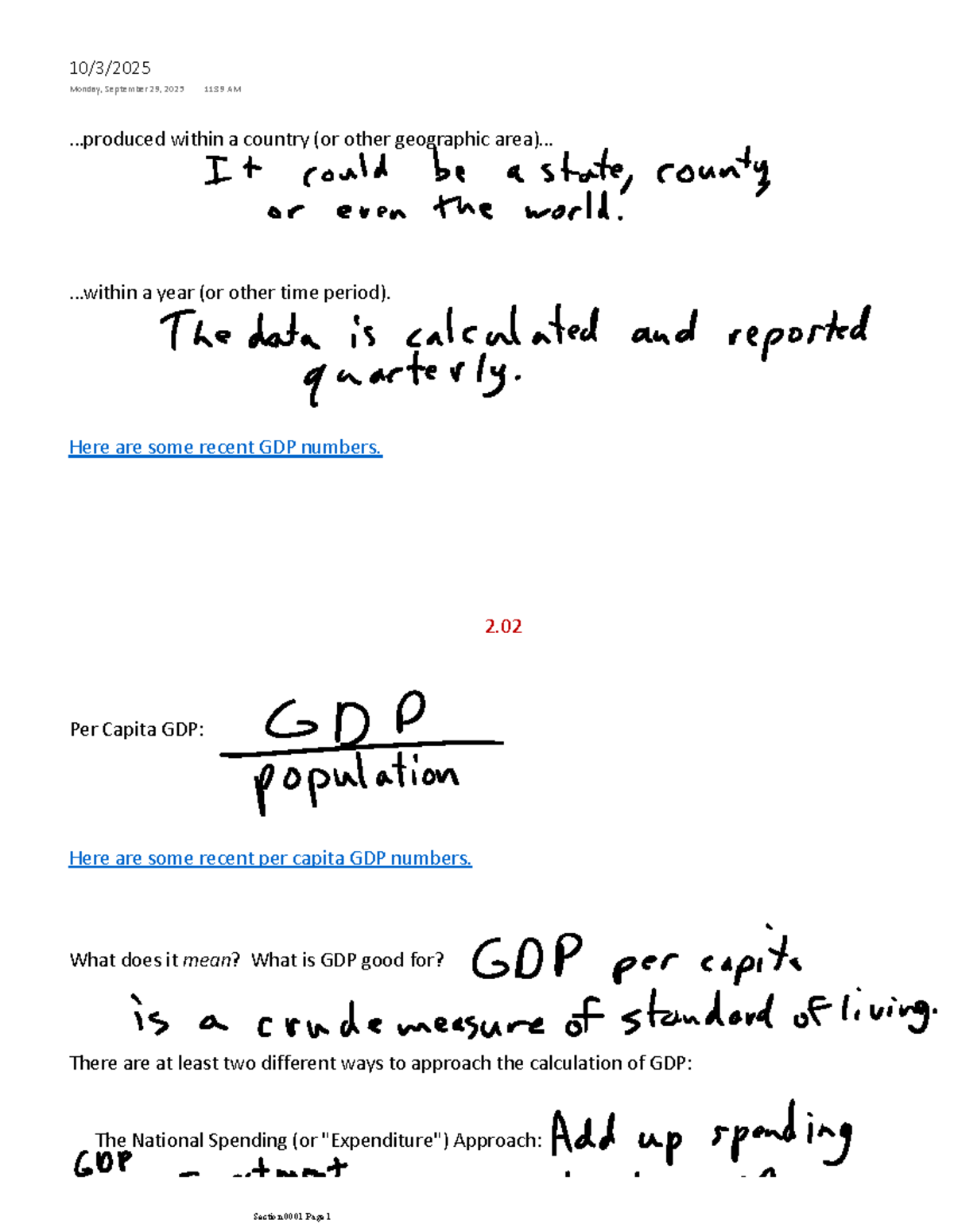 Lecture Notes on GDP Calculation Methods - Studocu