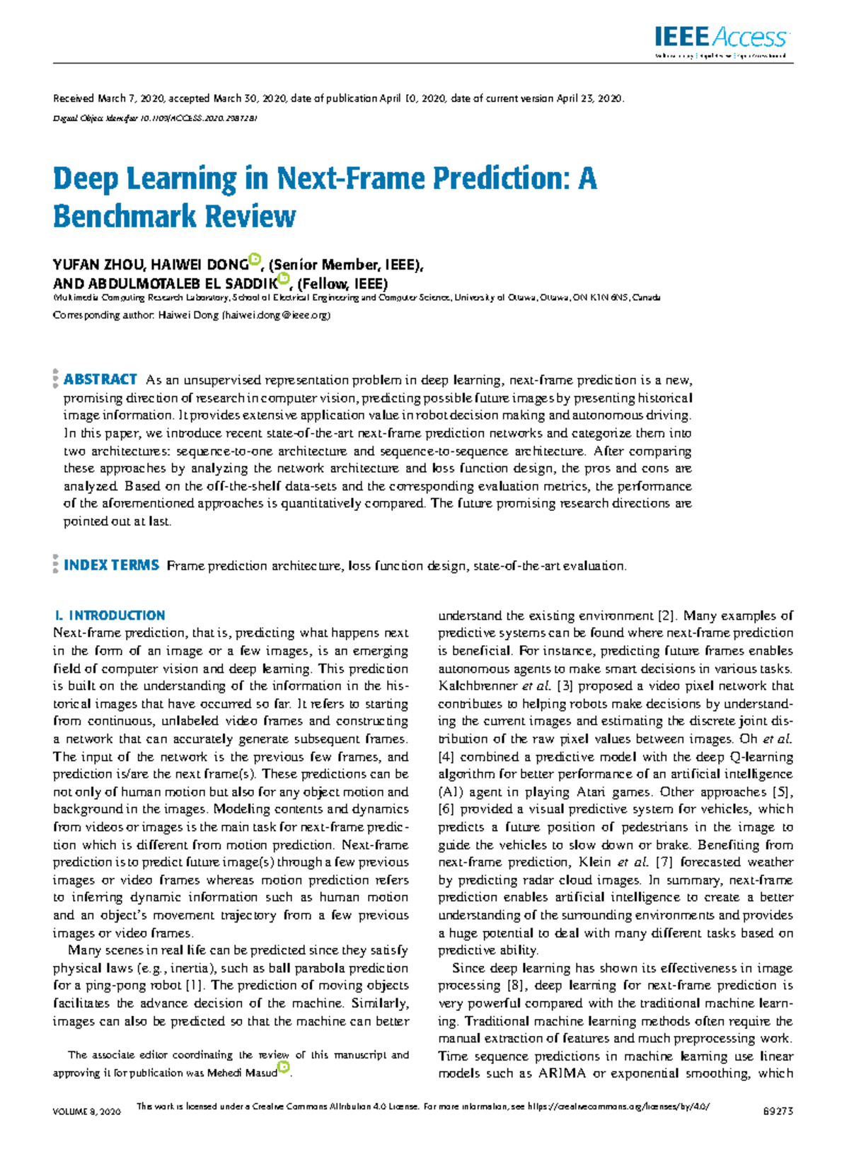 Benchmark Review of Deep Learning in Next-Frame Prediction - Studocu