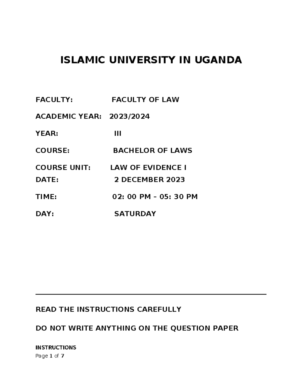 Criminal Proceedure Islamic University In Uganda Faculty Faculty Of