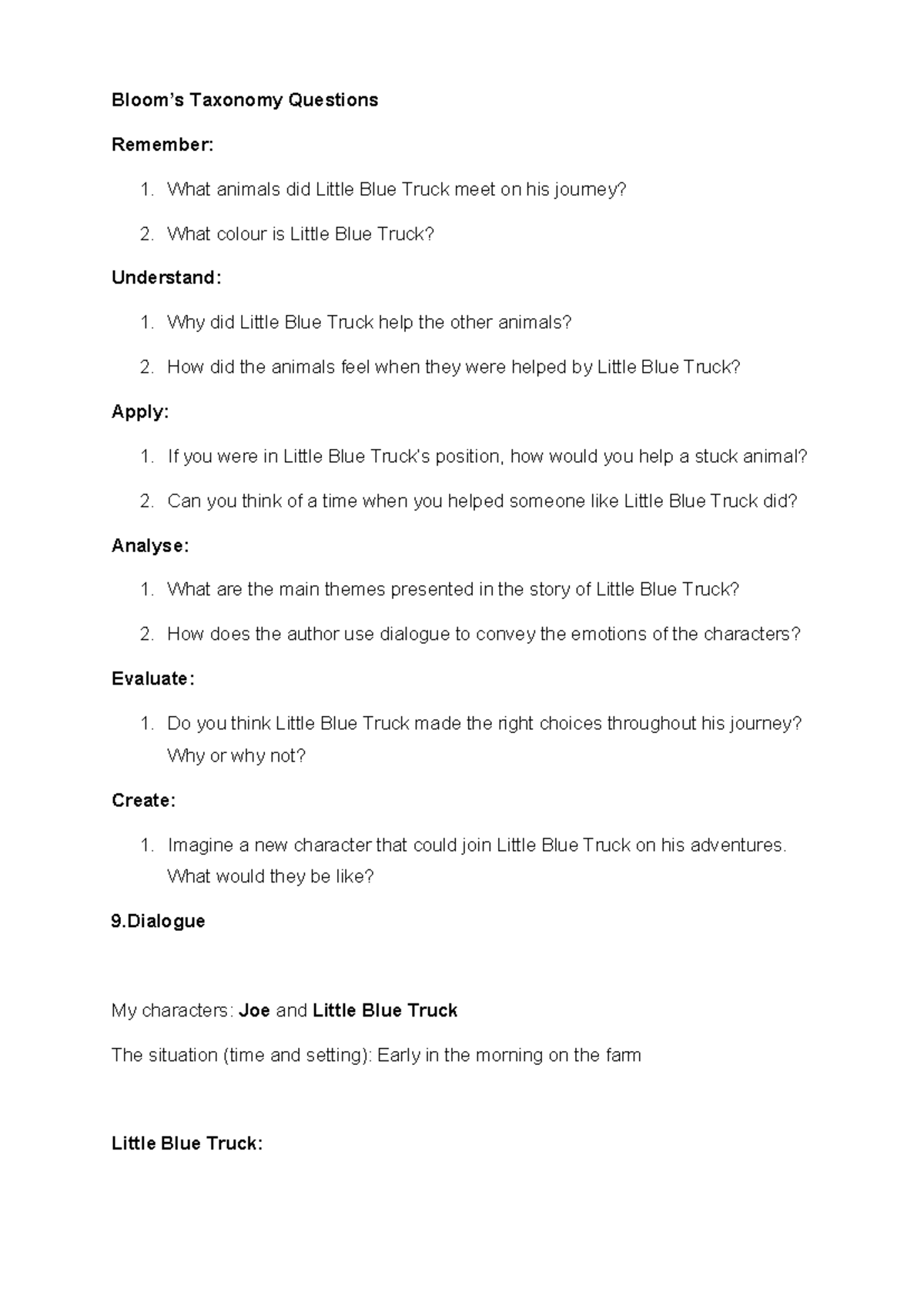 Enaff 8,9 merged - notes - Bloom’s Taxonomy Questions Remember: 1. What ...