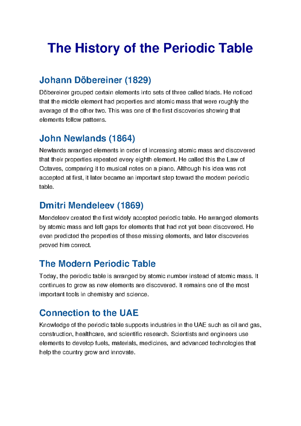 History of the Periodic Table: Key Discoveries and Impact - Studocu
