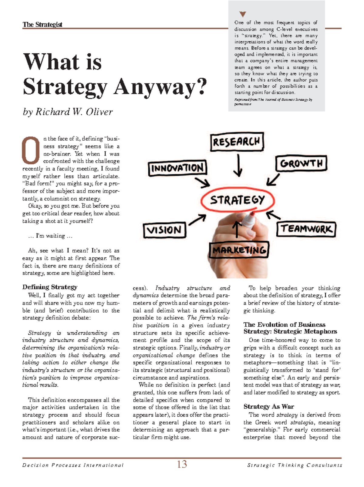 What is Strategy Anyway? Insights from Richard W. Oliver's Analysis ...