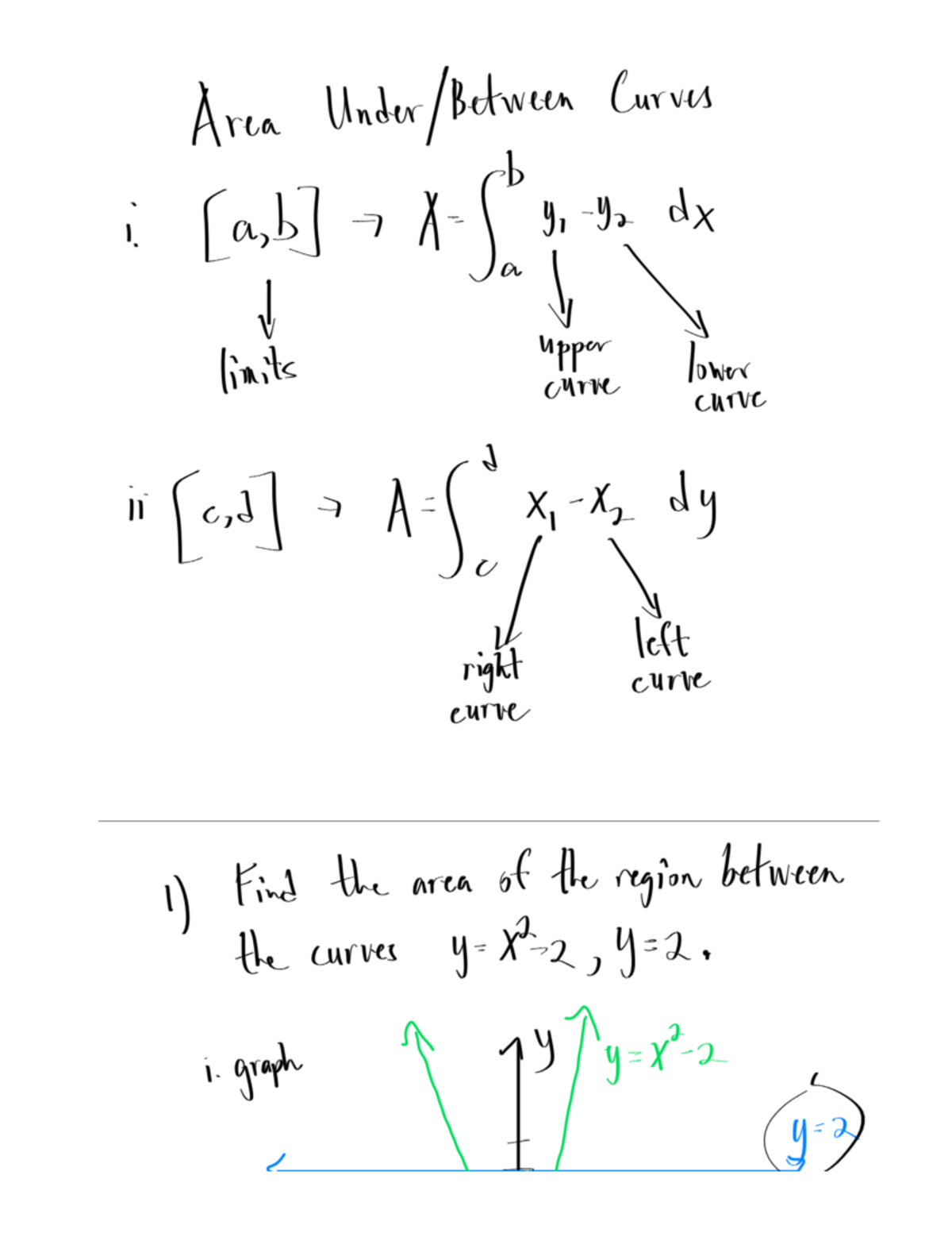 Area Under Curves: Finding Areas Between Functions - Studocu