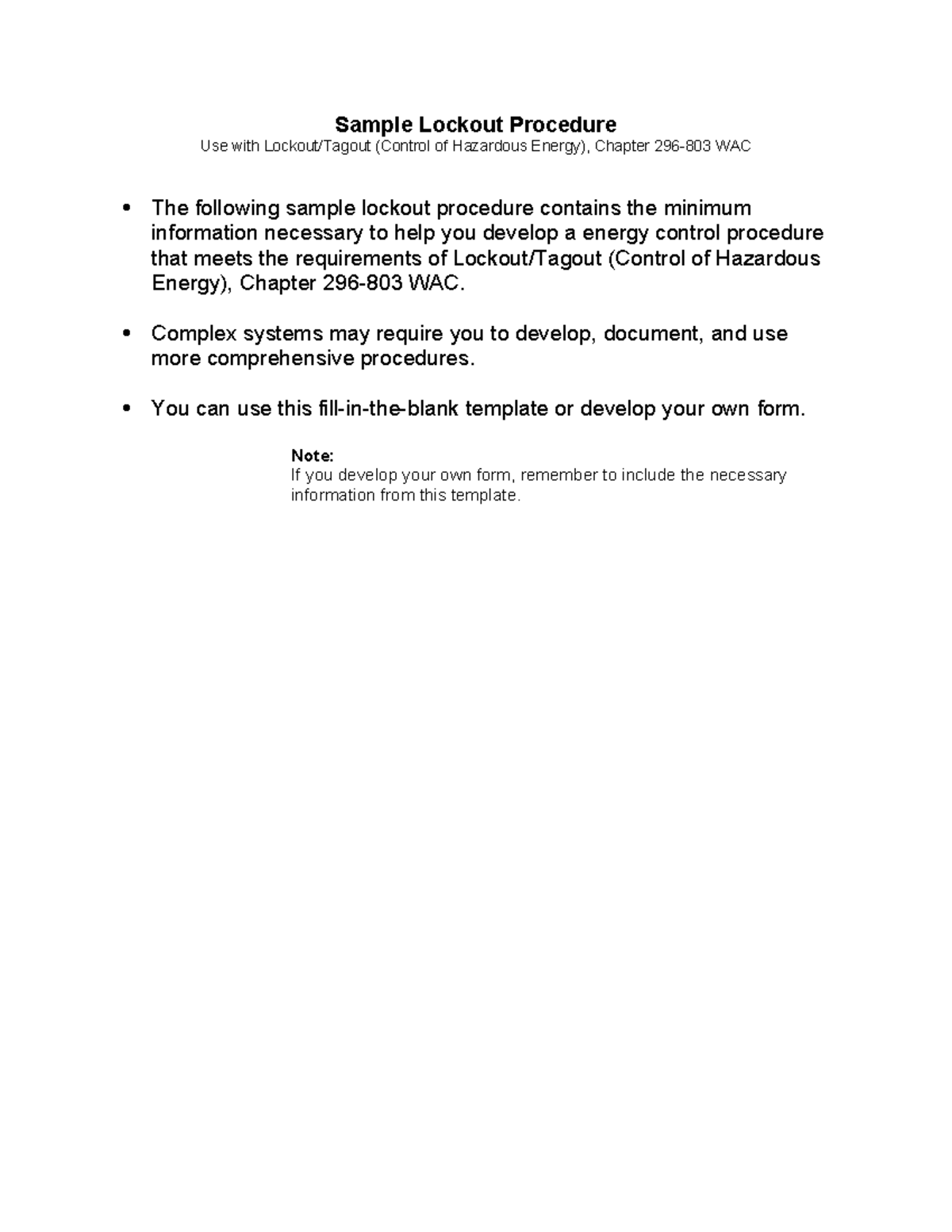 Lotosample Procedures - Sample Lockout Procedure Use with Lockout ...
