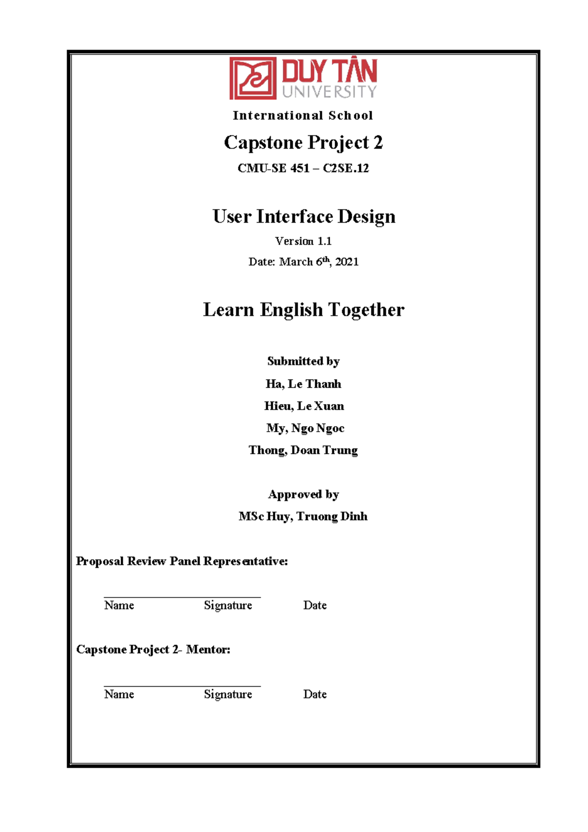 International School Capstone Project 2 (C2SE.12) User Interface Design ...