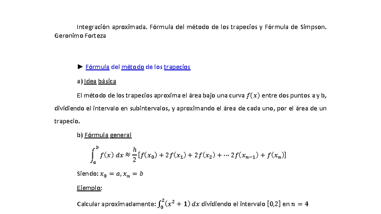 Fórmulas de Trapecios y Simpson para Integración Aproximada - Studocu
