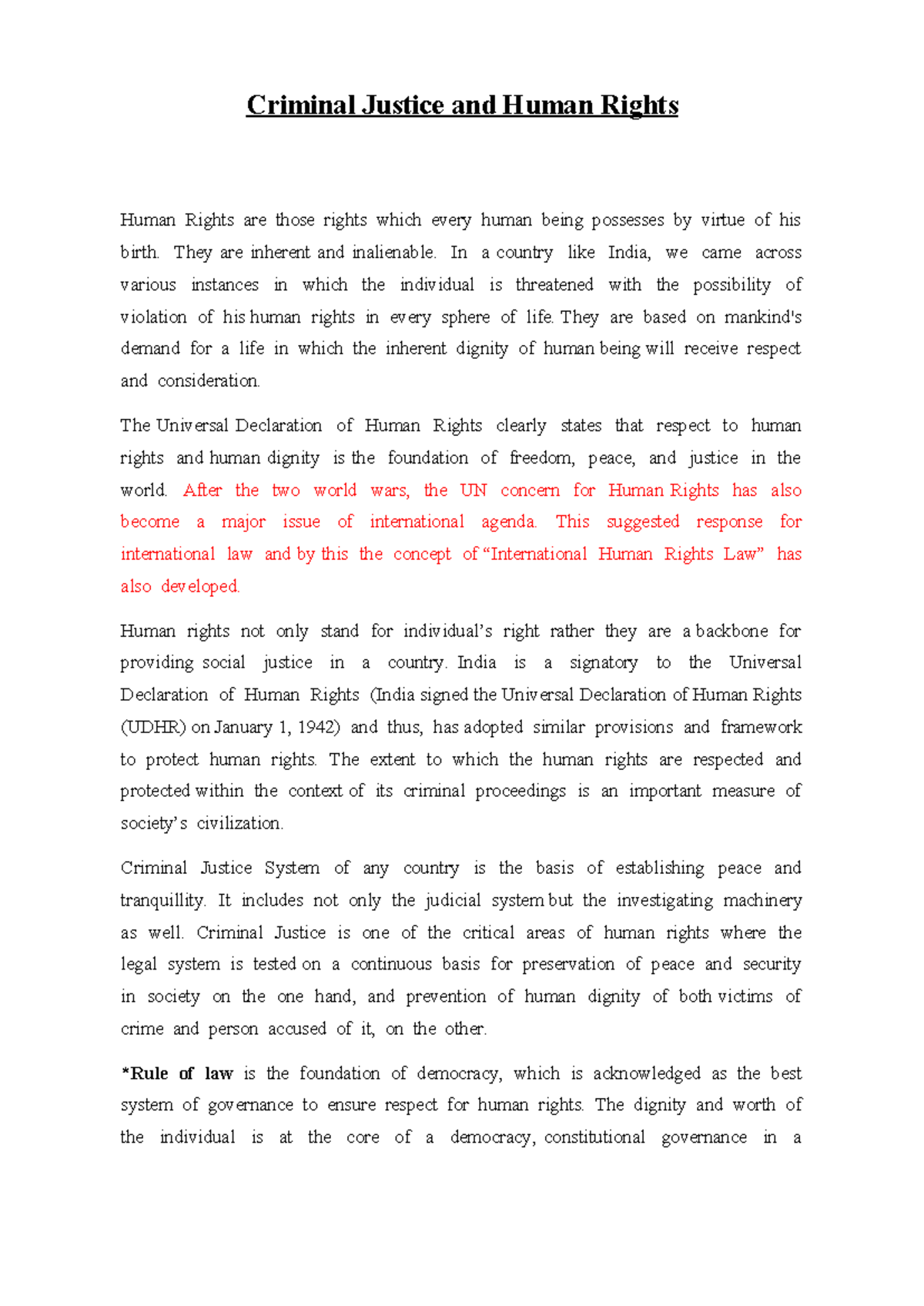 Criminal Justice and Human Rights - They are inherent and inalienable ...